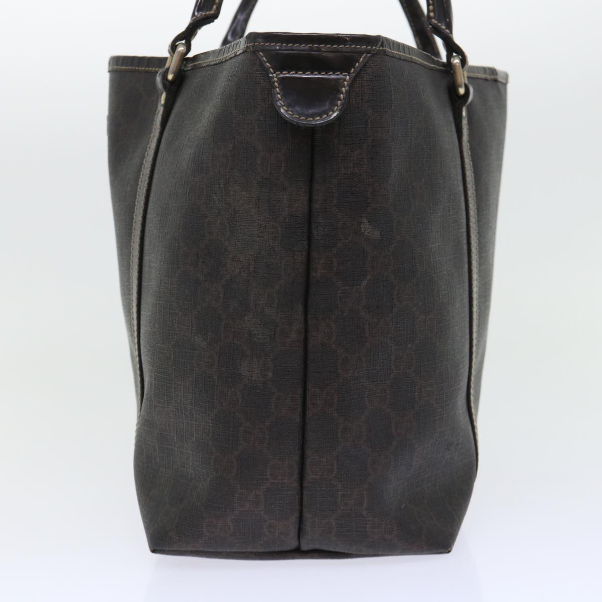GUCCI GG Canvas Tote Bag PVC Leather Brown 53675