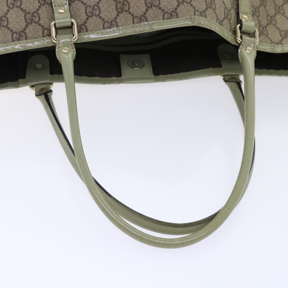 GUCCI GG Canvas Tote Bag PVC Leather Beige 53677