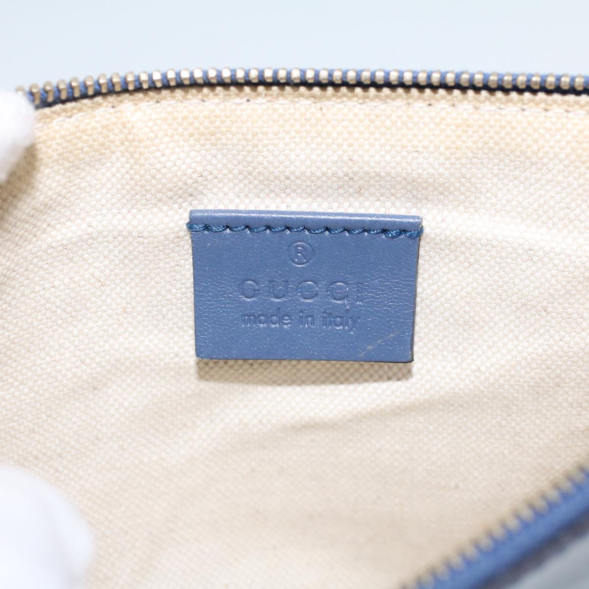 GUCCI GG Canvas Tote Bag Canvas Leather Beige Blue 53678