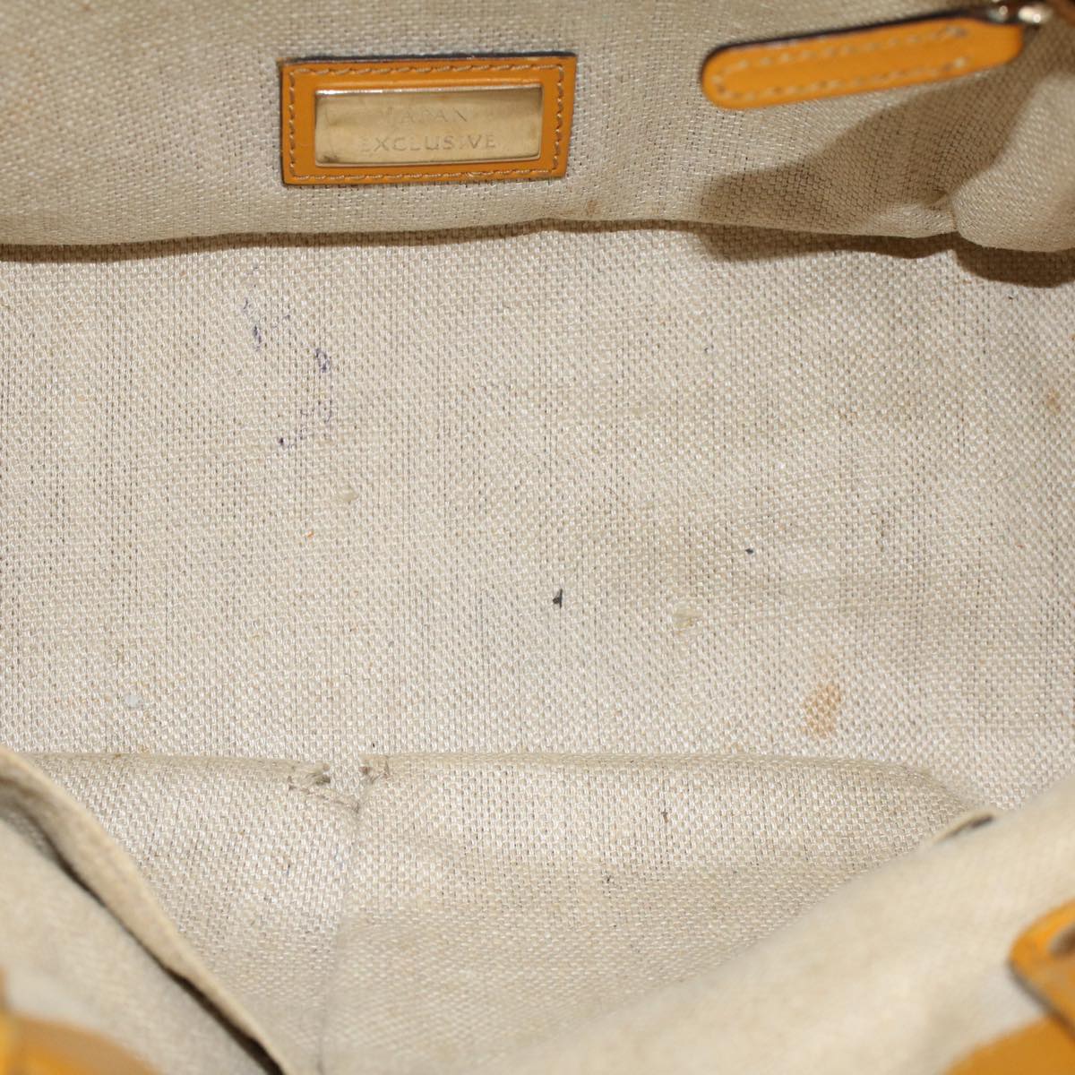 GUCCI Hand Bag Canvas Leather Beige Orange 53679