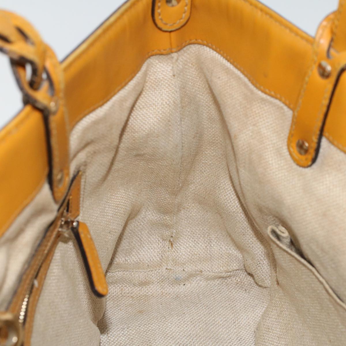 GUCCI Hand Bag Canvas Leather Beige Orange 53679