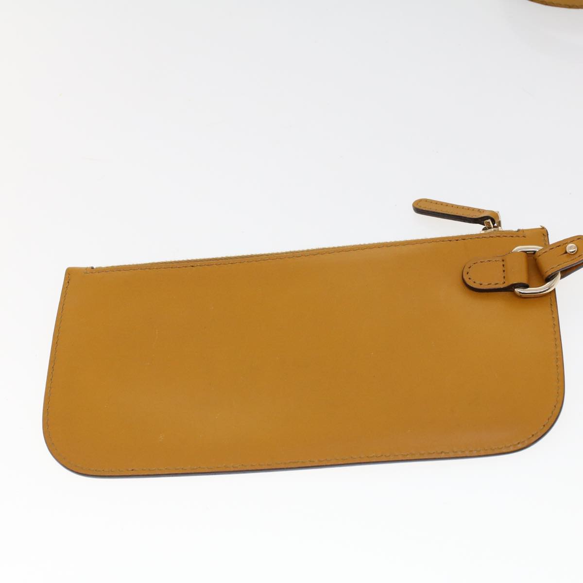GUCCI Hand Bag Canvas Leather Beige Orange 53679