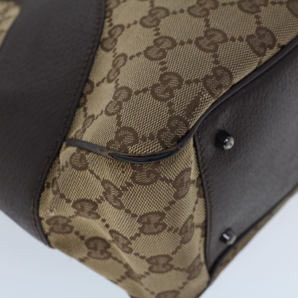 GUCCI GG Canvas Hand Bag Canvas Leather Beige Brown 53680