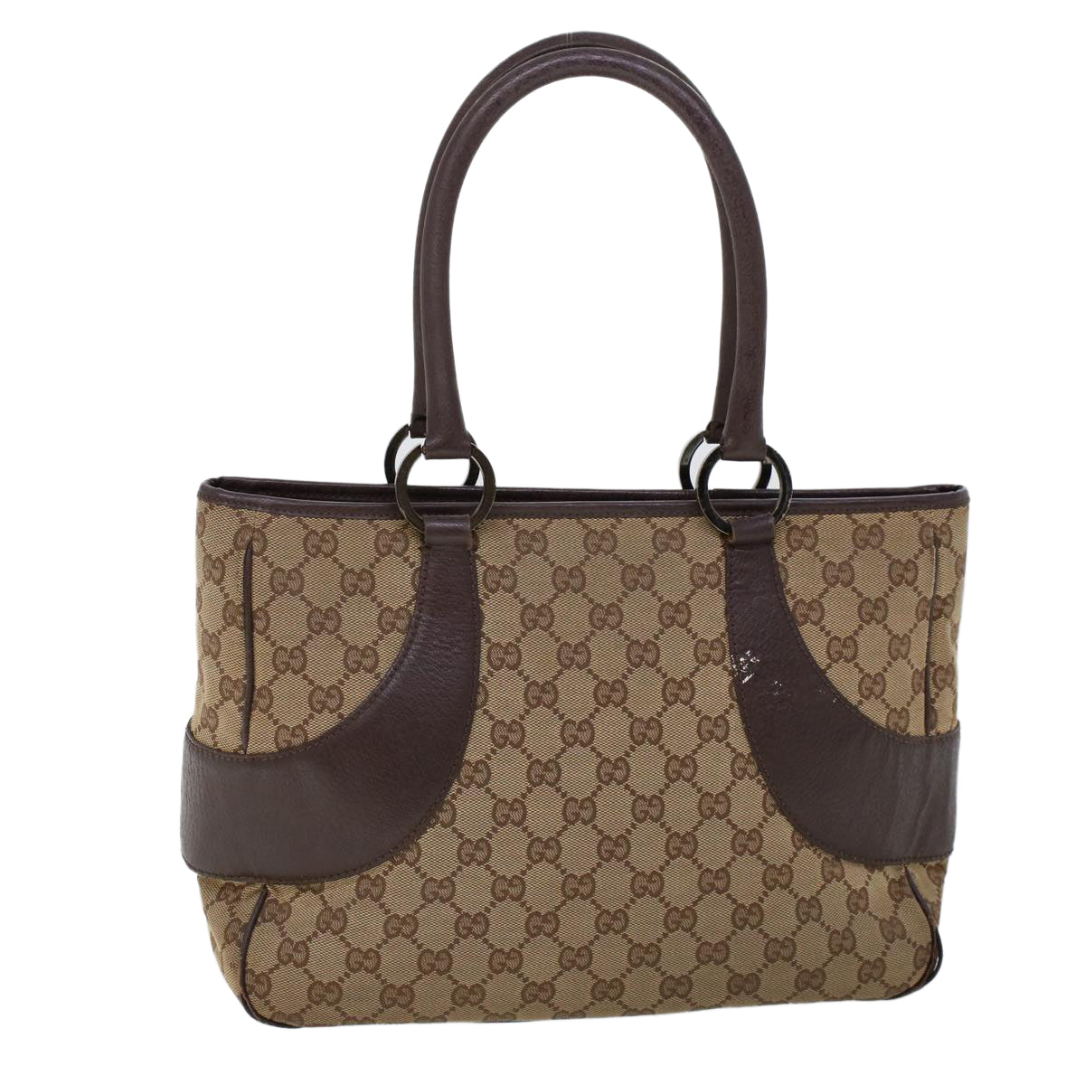 GUCCI GG Canvas Hand Bag Canvas Leather Beige Brown 53680