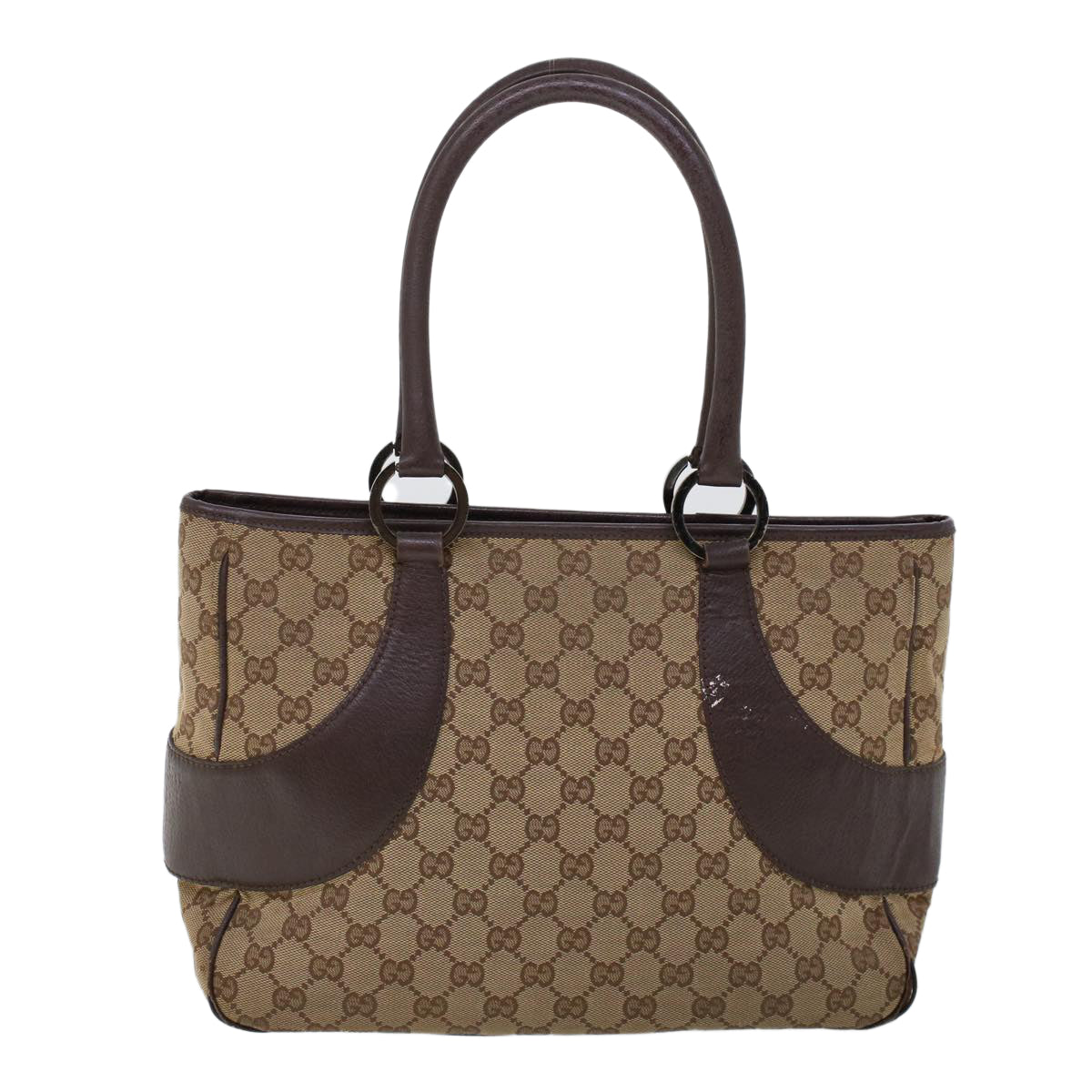 GUCCI GG Canvas Hand Bag Canvas Leather Beige Brown 53680
