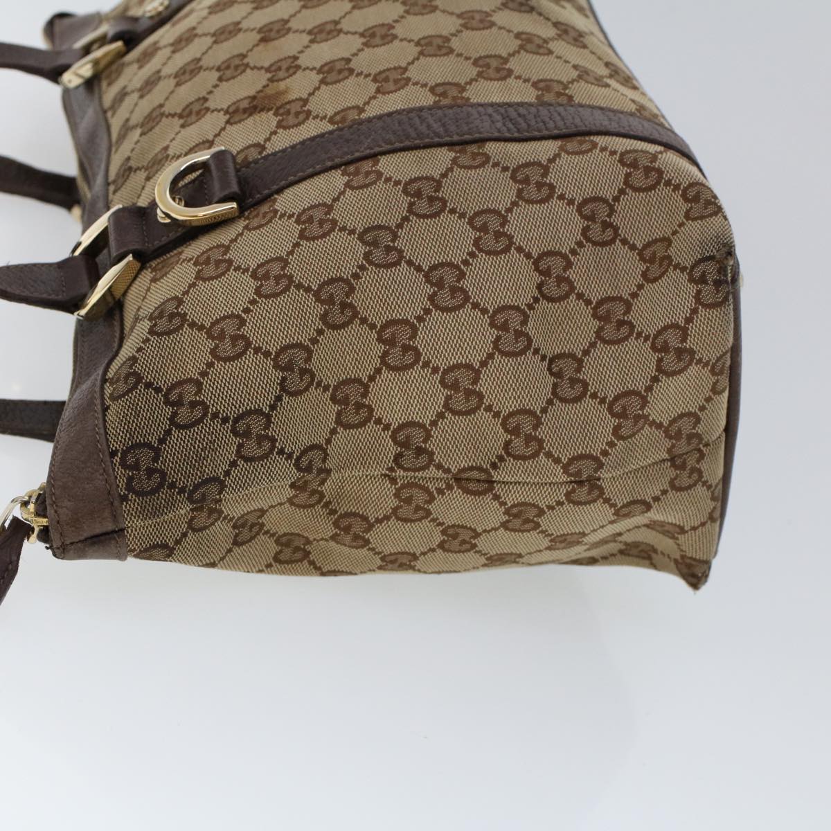 GUCCI GG Canvas Tote Bag Nylon Beige Brown 53682