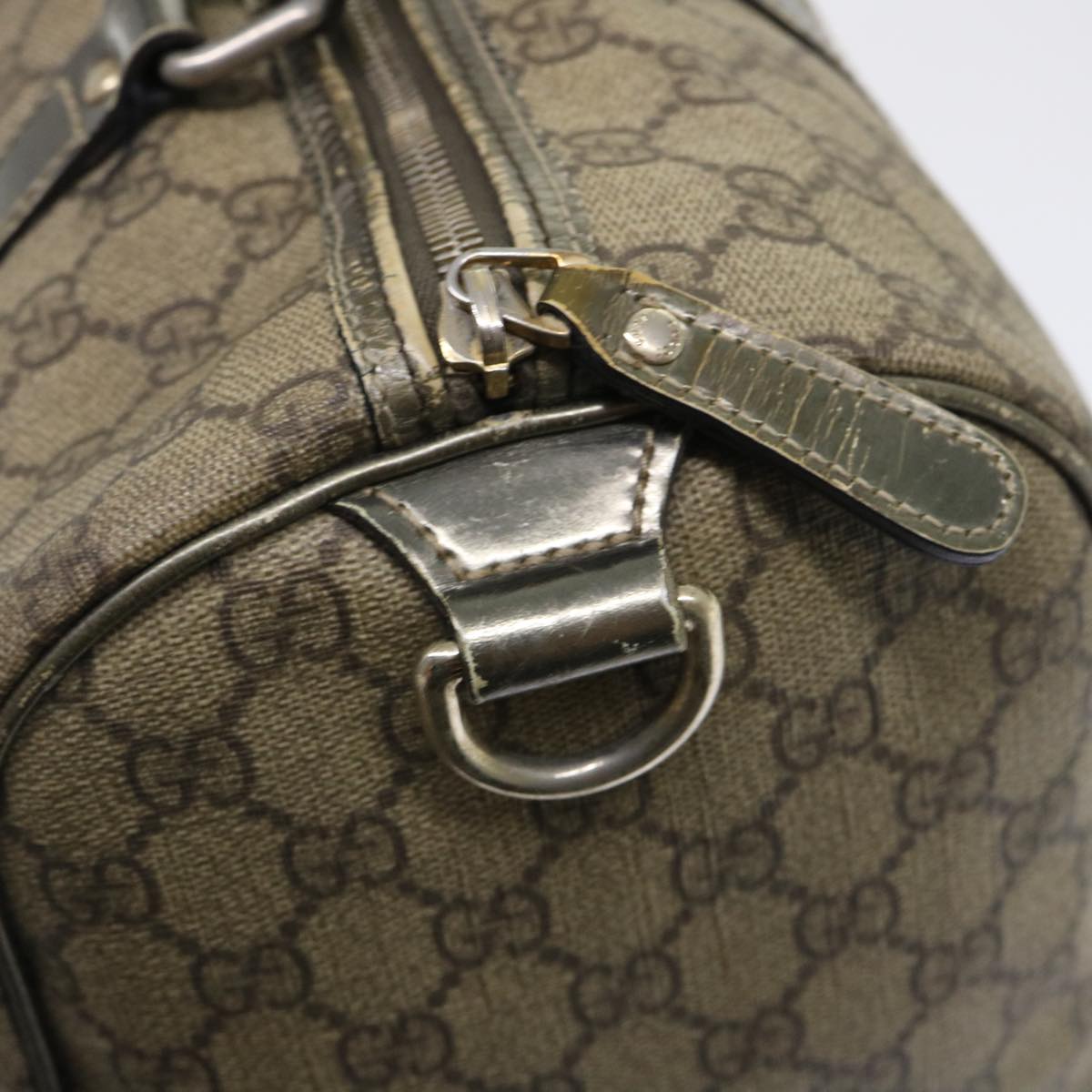 GUCCI GG Canvas Hand Bag PVC Leather Beige 53685