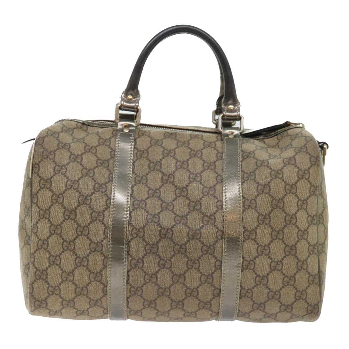 GUCCI GG Canvas Hand Bag PVC Leather Beige 53685