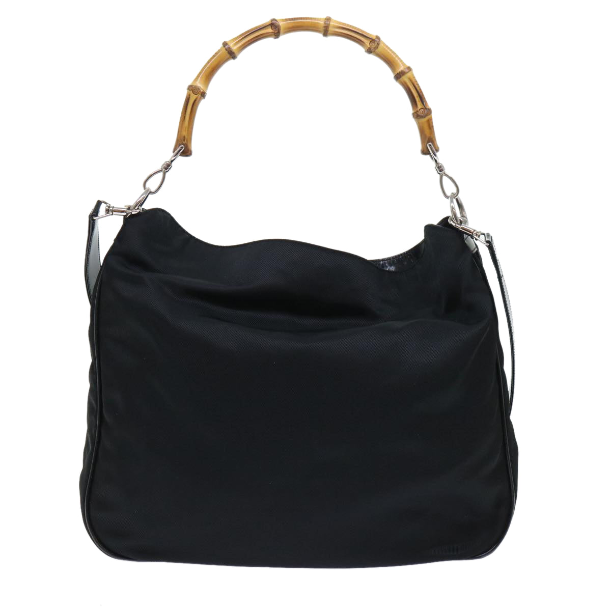 GUCCI Bamboo Shoulder Bag Nylon 2way Black 53689