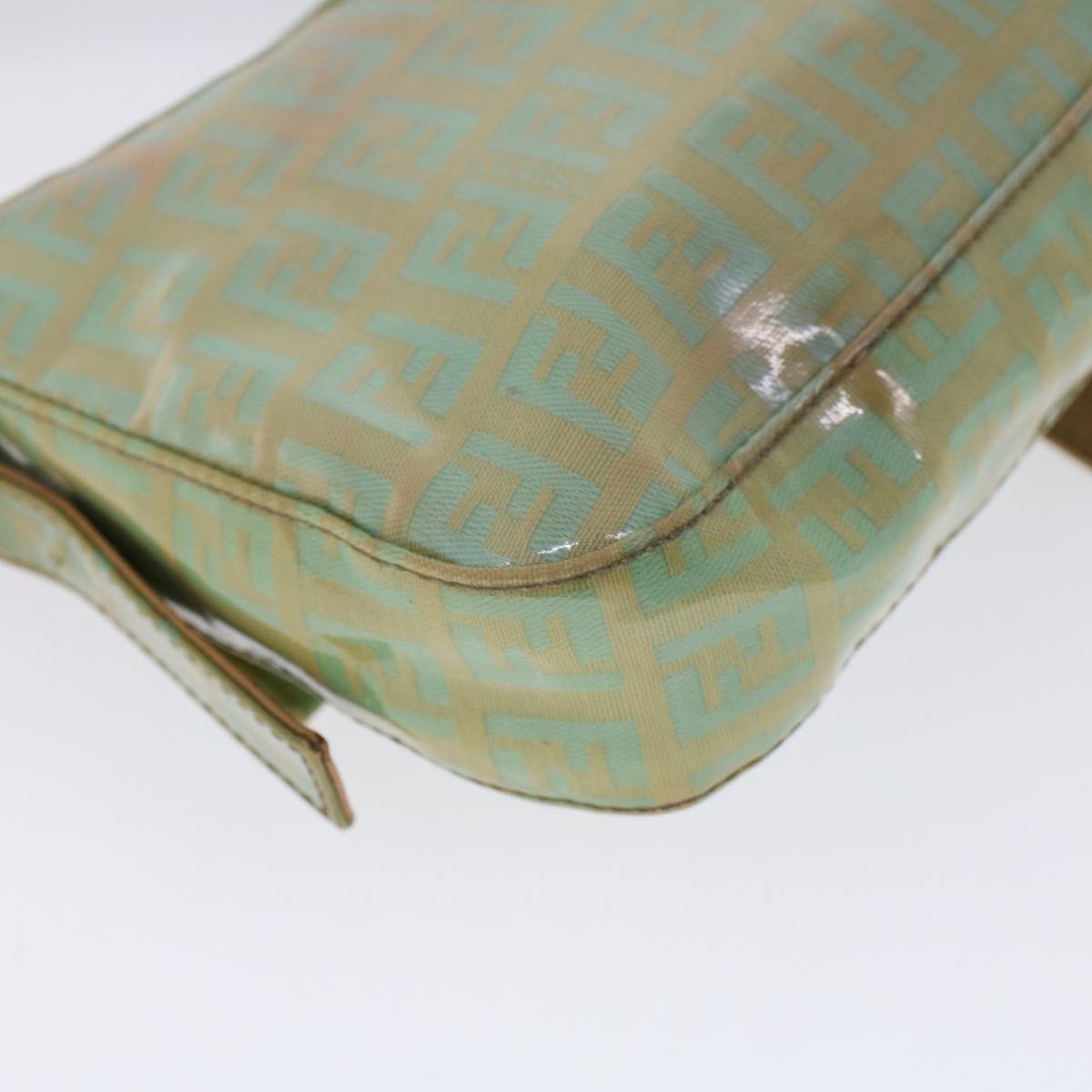 FENDI Zucchino Canvas Mamma Baguette Shoulder Bag Enamel Light Blue 53741