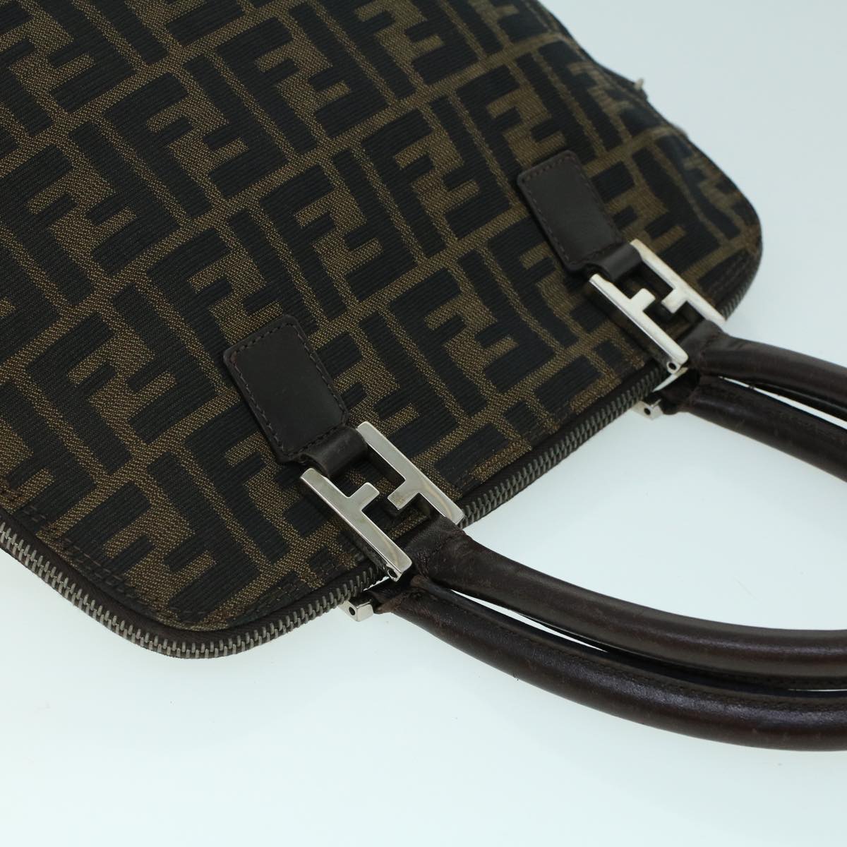 FENDI Zucca Canvas Hand Bag Brown 53776
