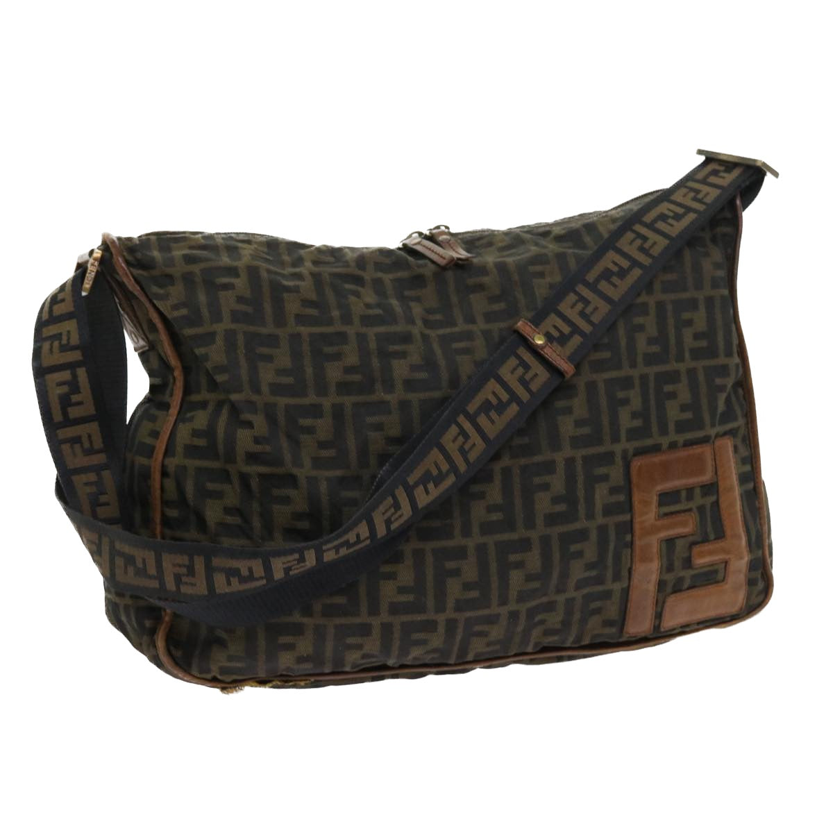 FENDI Zucca Canvas Shoulder Bag Nylon Brown 53796