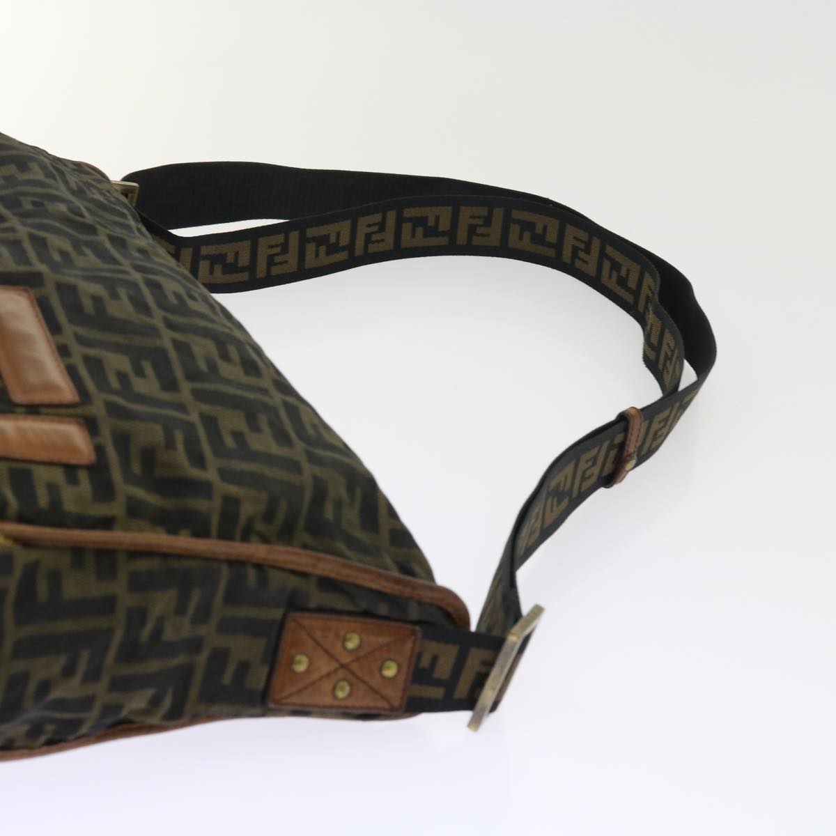 FENDI Zucca Canvas Shoulder Bag Nylon Brown 53796