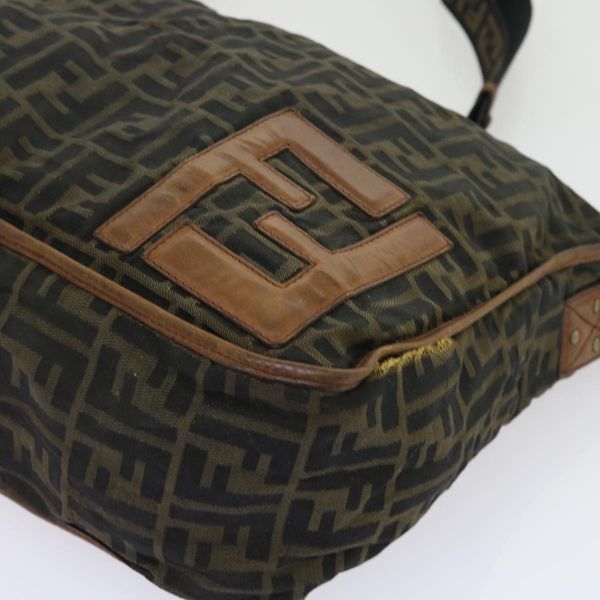 FENDI Zucca Canvas Shoulder Bag Nylon Brown 53796