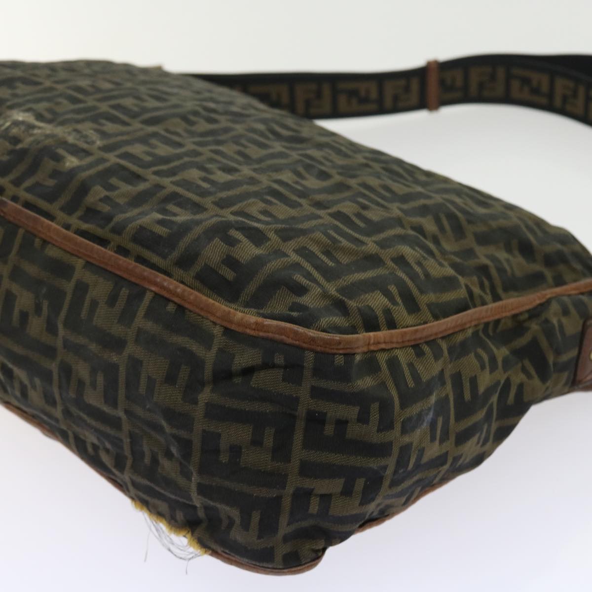 FENDI Zucca Canvas Shoulder Bag Nylon Brown 53796