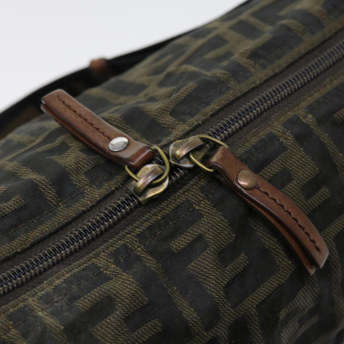 FENDI Zucca Canvas Shoulder Bag Nylon Brown 53796