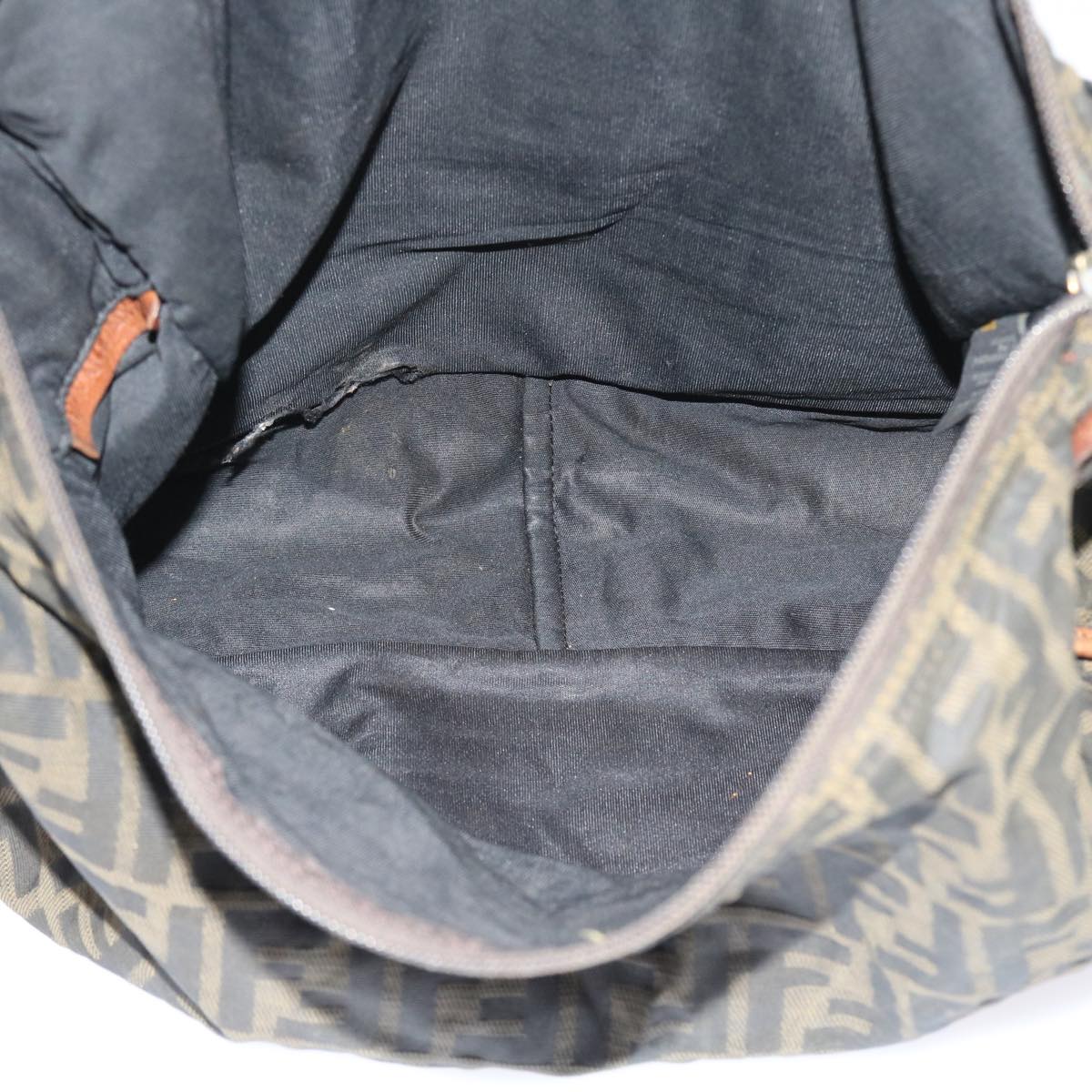 FENDI Zucca Canvas Shoulder Bag Nylon Brown 53796