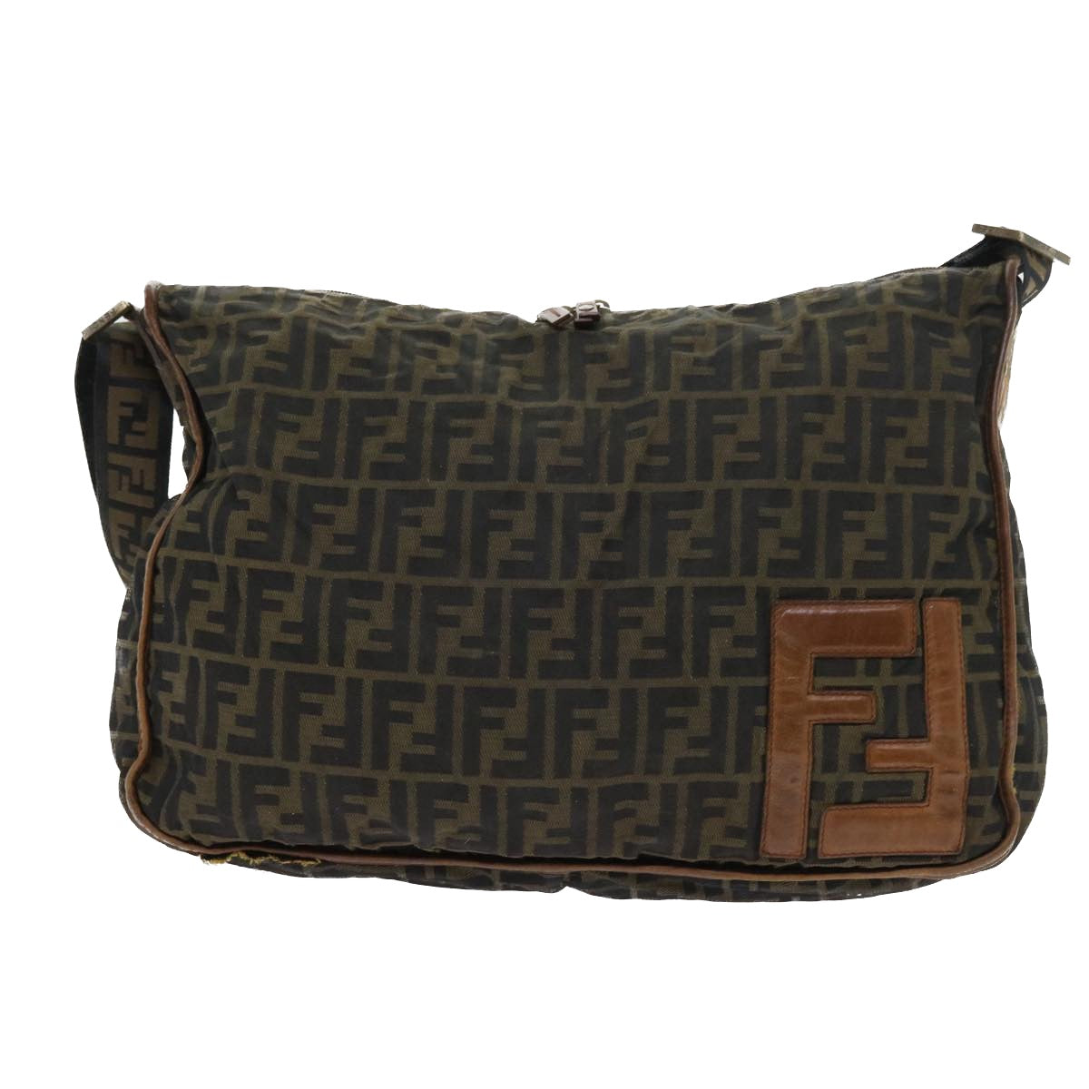 FENDI Zucca Canvas Shoulder Bag Nylon Brown 53796
