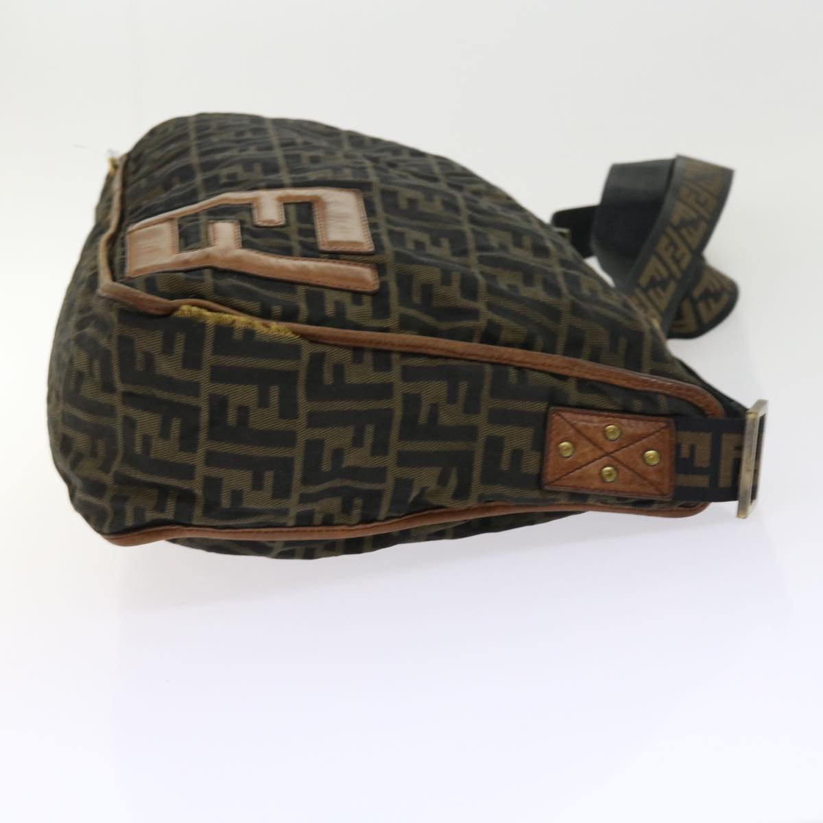 FENDI Zucca Canvas Shoulder Bag Nylon Brown 53796