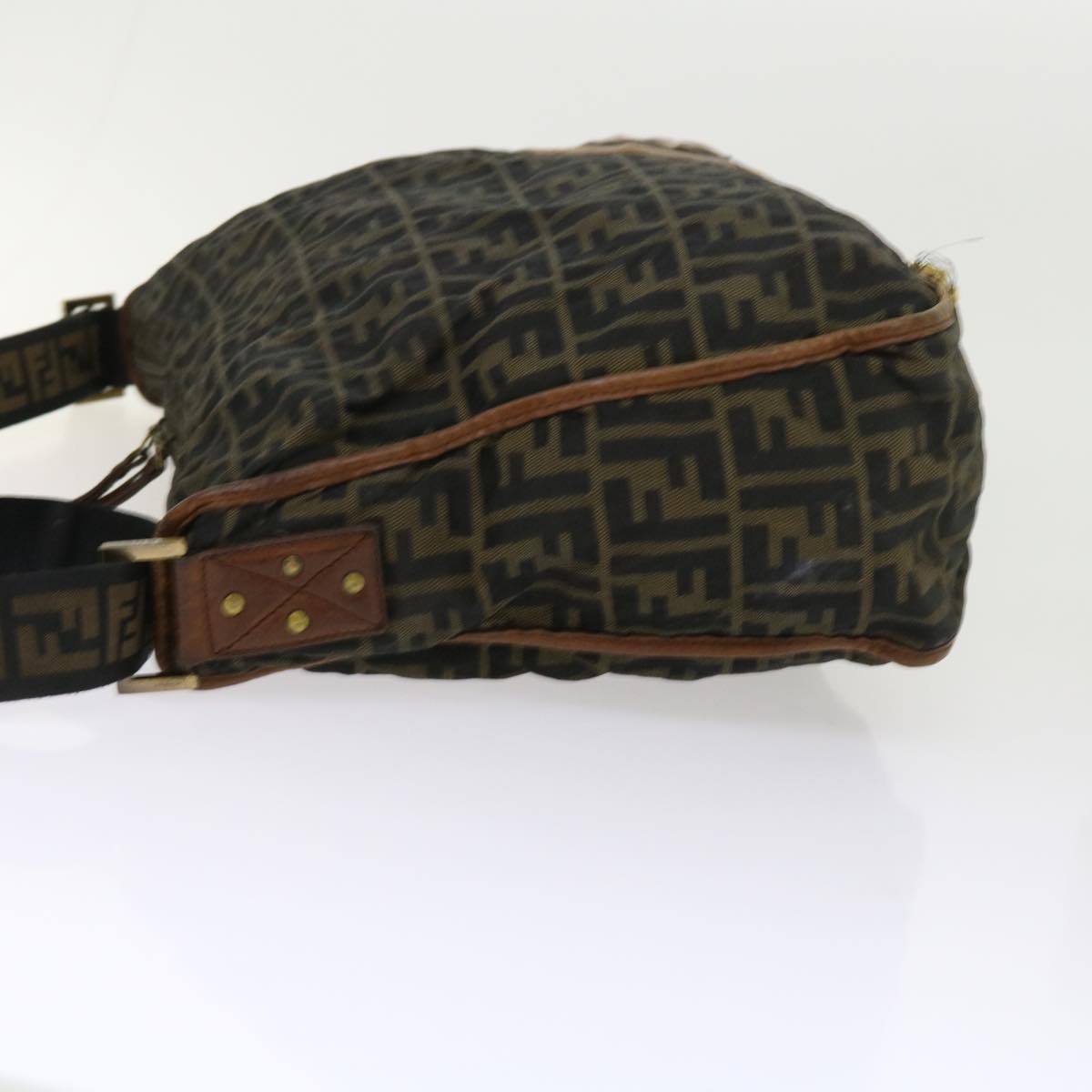 FENDI Zucca Canvas Shoulder Bag Nylon Brown 53796