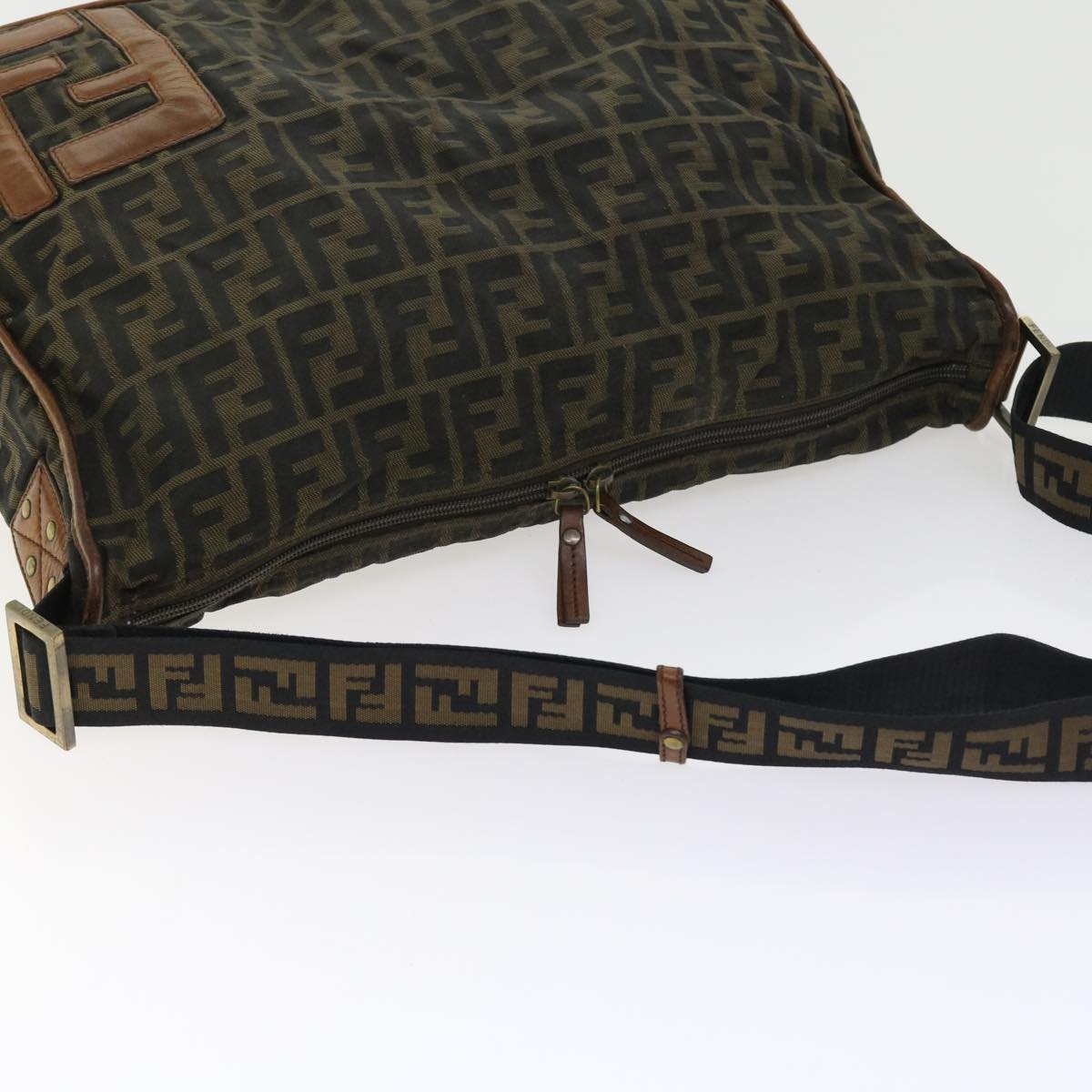 FENDI Zucca Canvas Shoulder Bag Nylon Brown 53796
