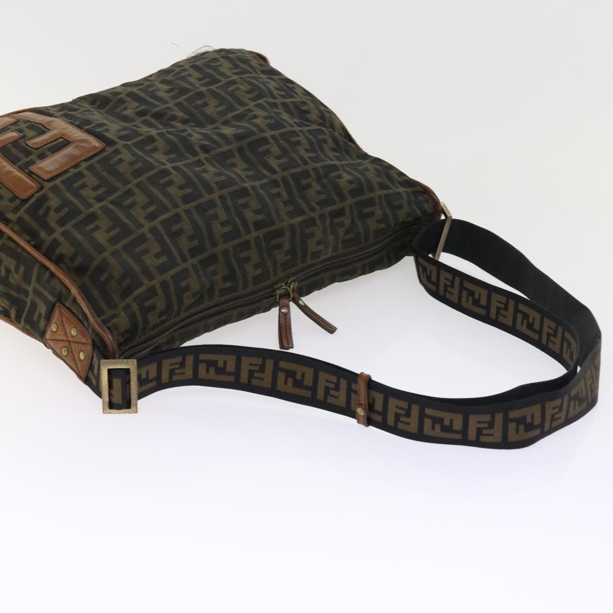 FENDI Zucca Canvas Shoulder Bag Nylon Brown 53796