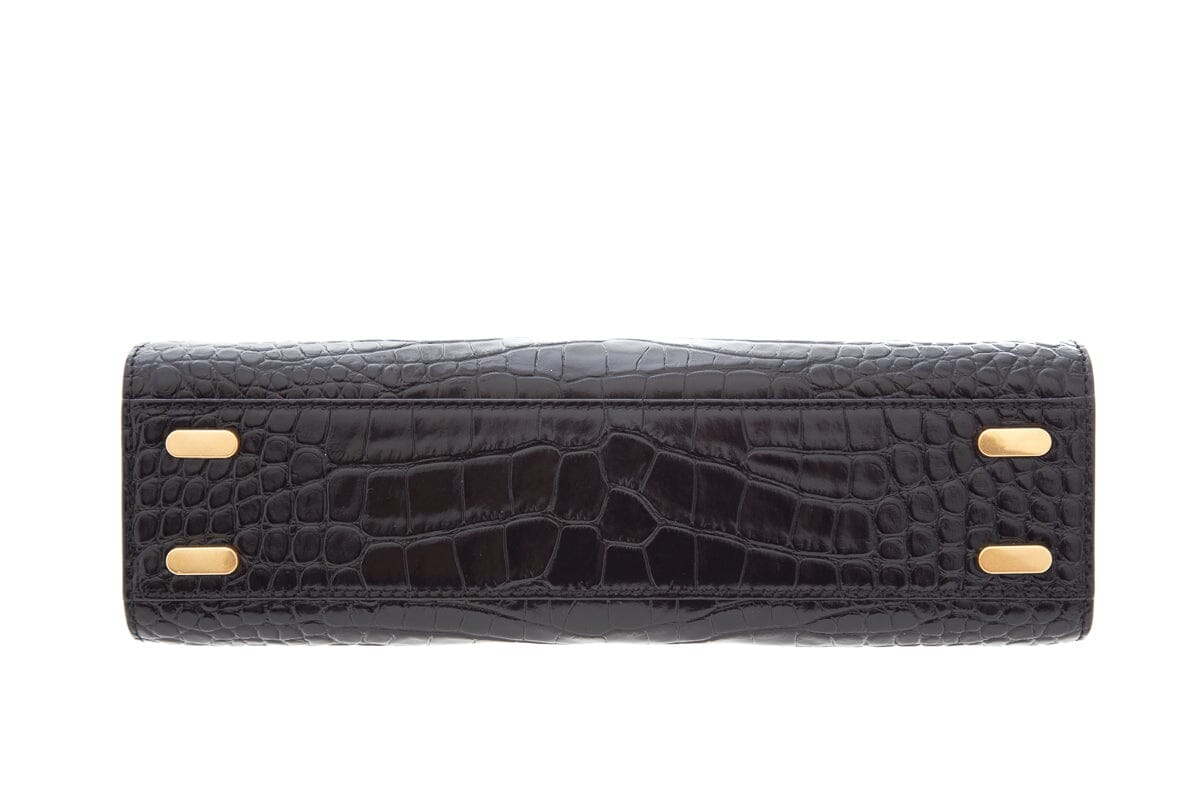 Tory Burch Black Croc Embossed Handbag