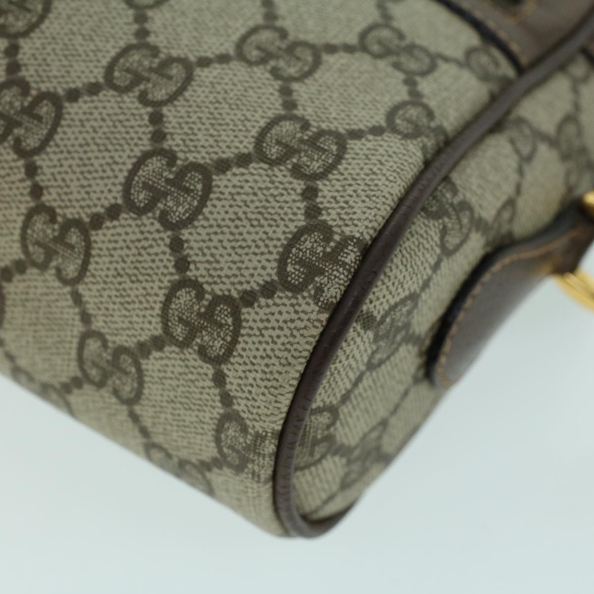 GUCCI GG Canvas Web Sherry Line Shoulder Bag PVC Leather Beige Green 54004