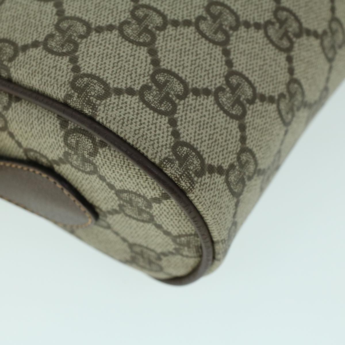 GUCCI GG Canvas Web Sherry Line Shoulder Bag PVC Leather Beige Green 54004