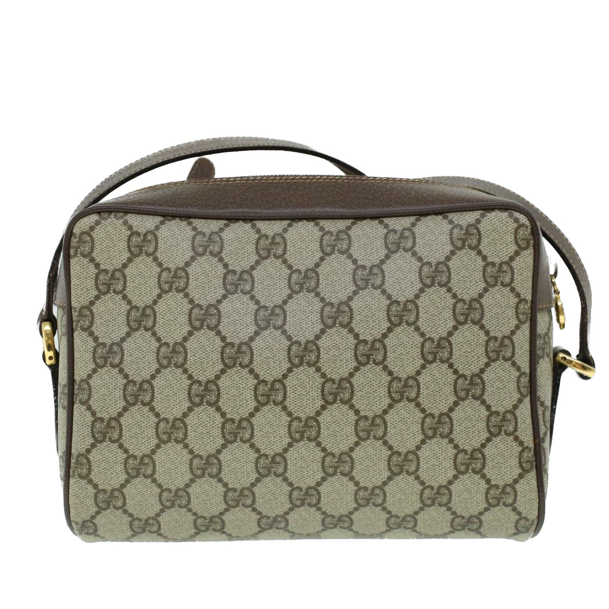 GUCCI GG Canvas Web Sherry Line Shoulder Bag PVC Leather Beige Green 54004