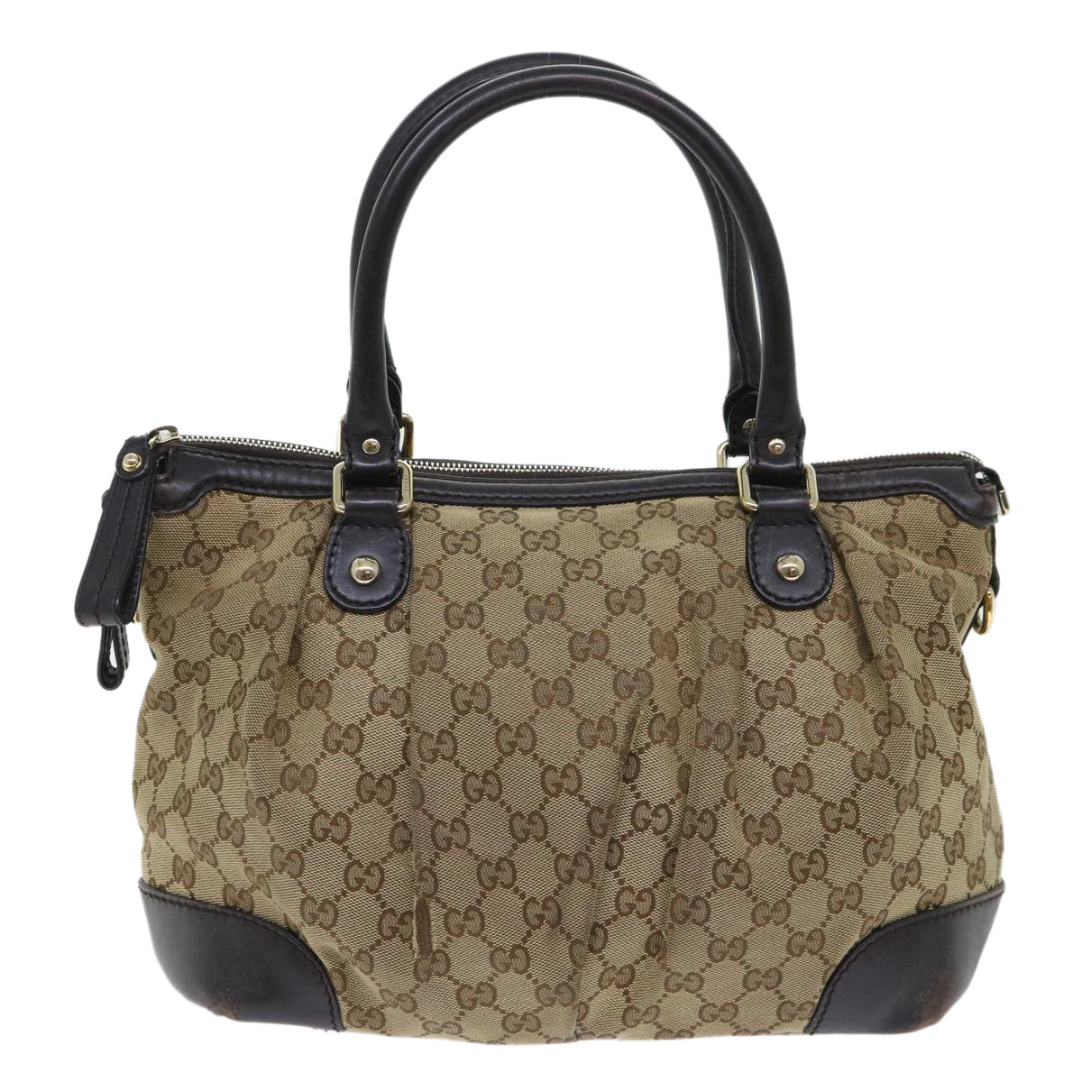 GUCCI GG Canvas Hand Bag Leather 2way Beige 247902 54014