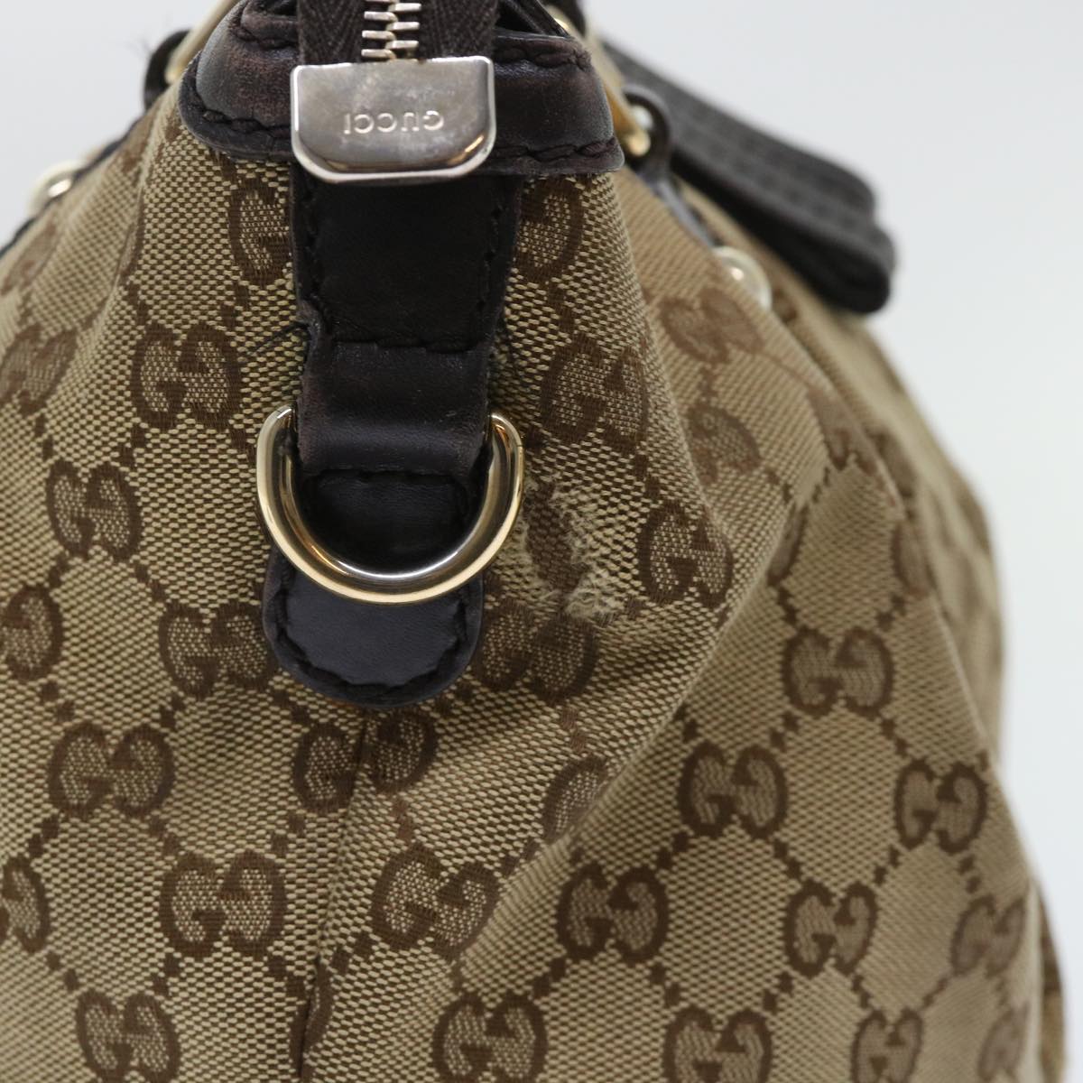 GUCCI GG Canvas Hand Bag Leather 2way Beige 247902 54014