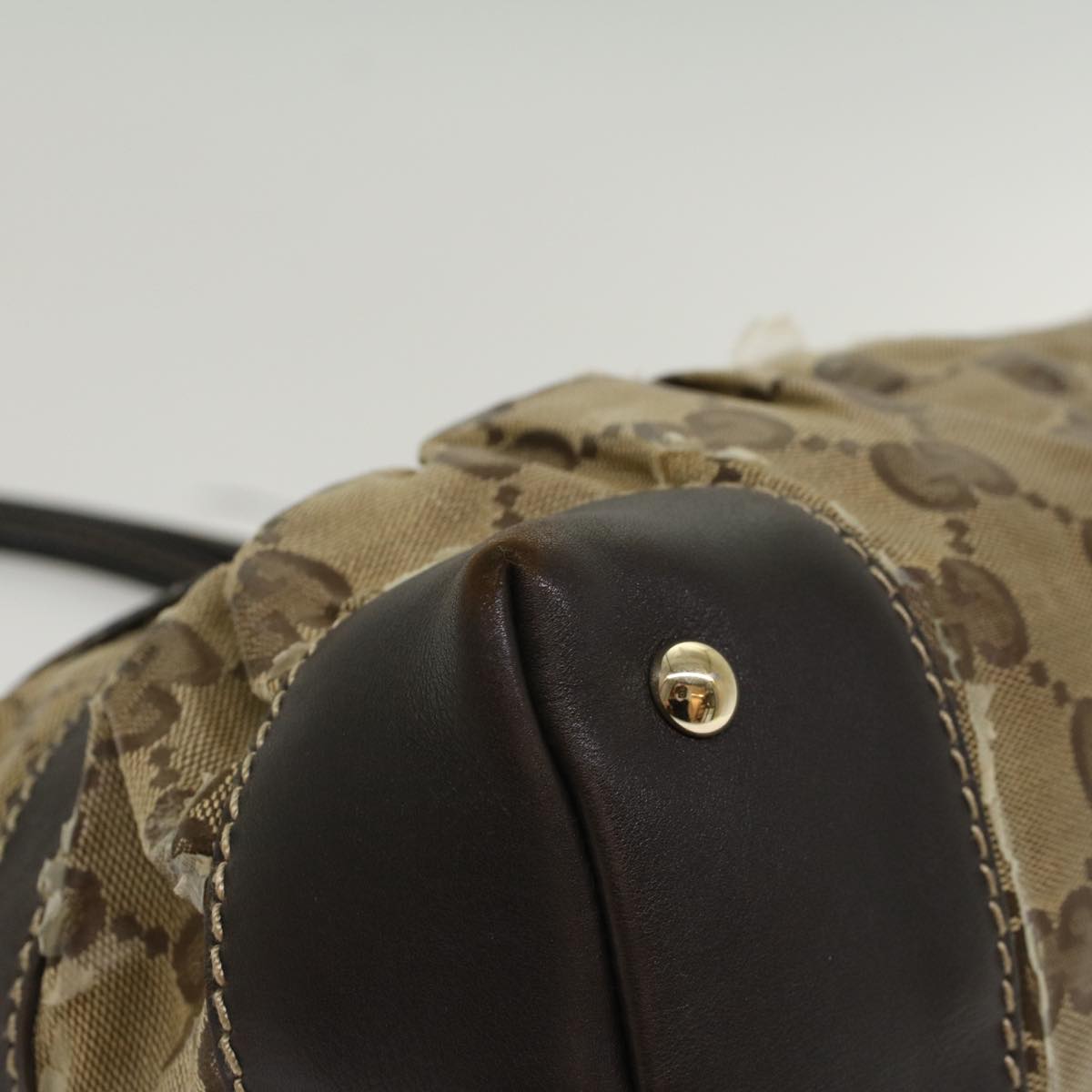 GUCCI GG Crystal Hand Bag Leather Beige 223964 54016