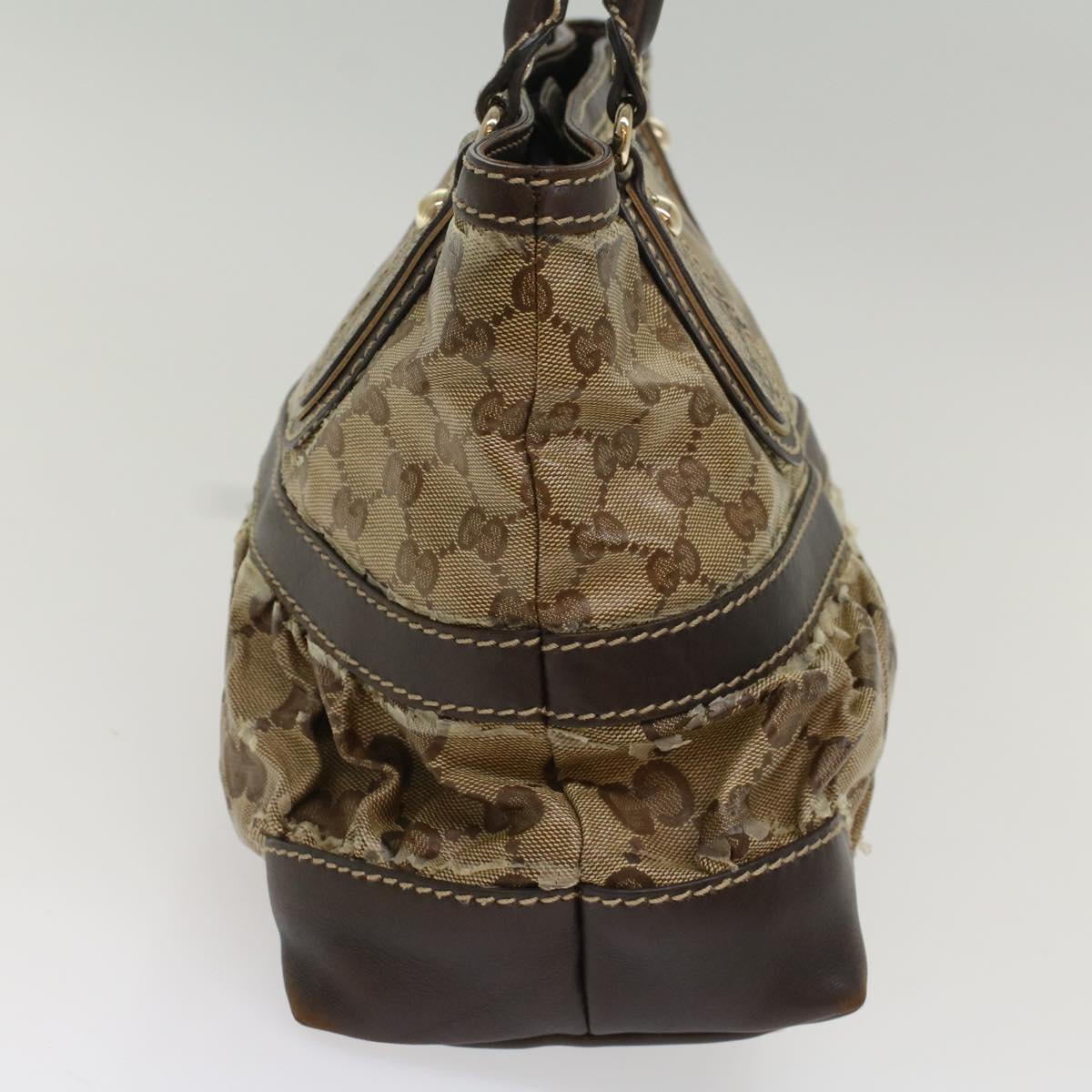 GUCCI GG Crystal Hand Bag Leather Beige 223964 54016