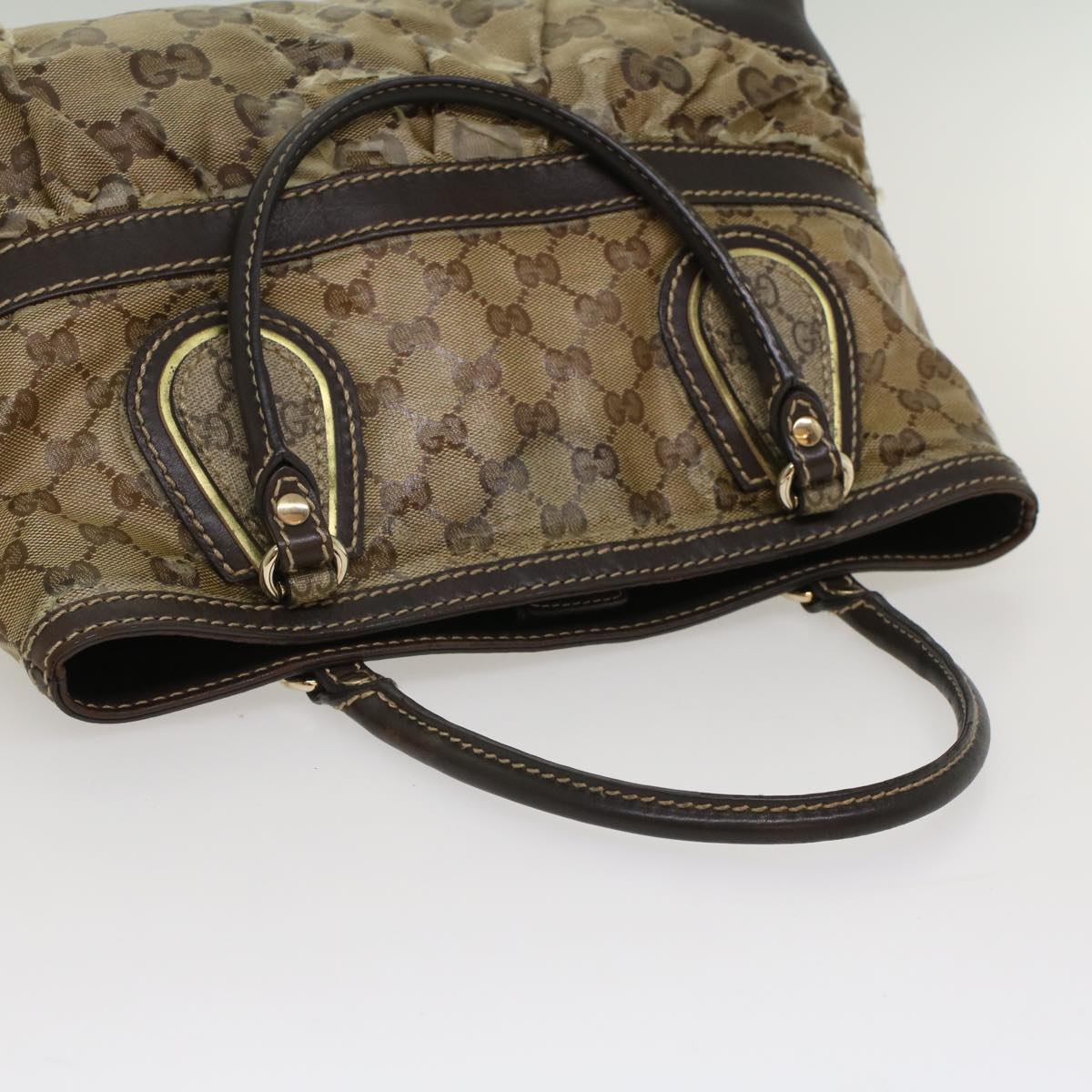 GUCCI GG Crystal Hand Bag Leather Beige 223964 54016