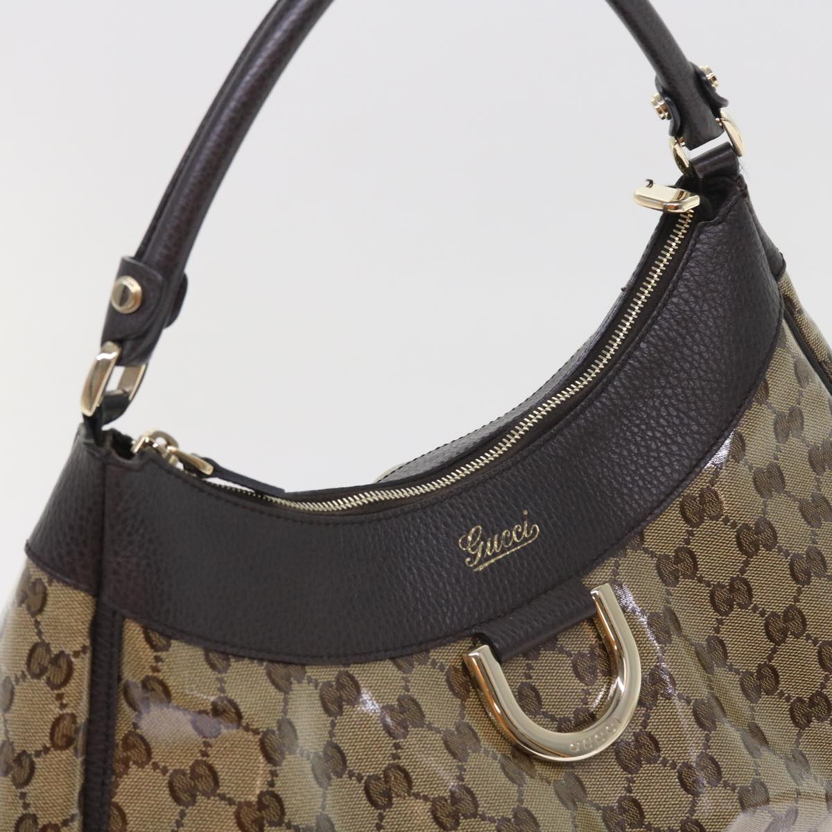 GUCCI GG Crystal Shoulder Bag Leather Beige 327786 54114