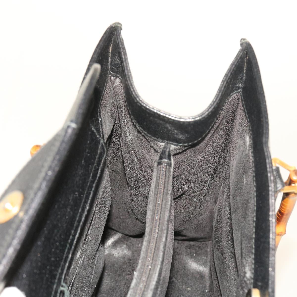 GUCCI Bamboo Hand Bag Leather Black 002 1186 0260 54124