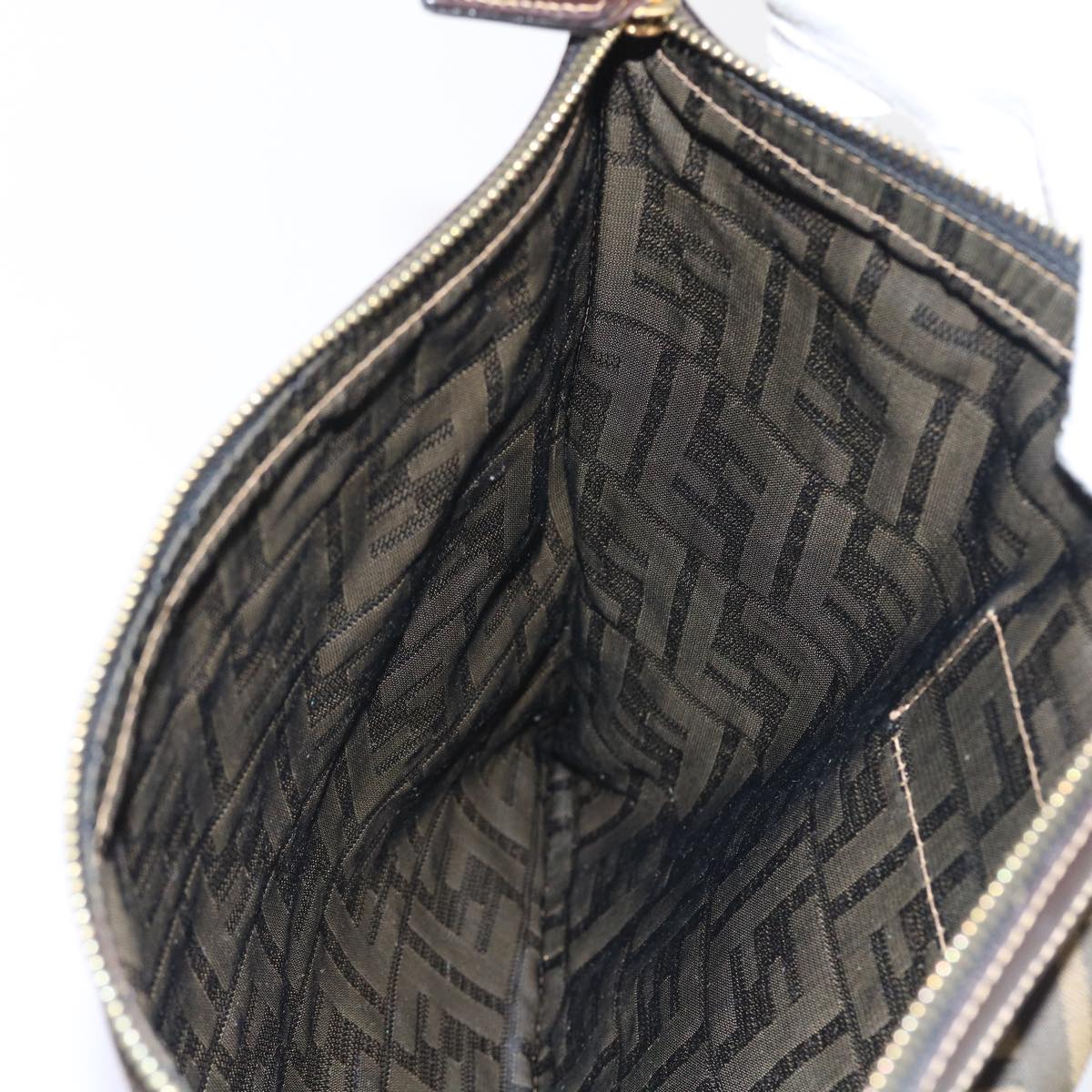 FENDI Zucca Canvas Pouch Black Brown 54125