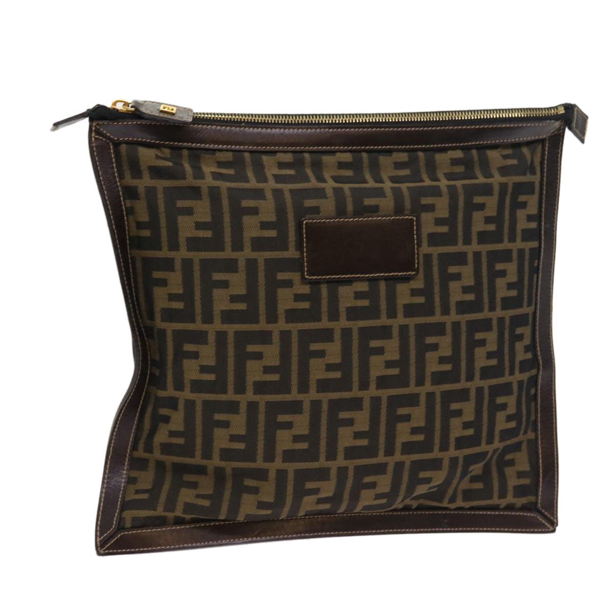 FENDI Zucca Canvas Pouch Black Brown 54125