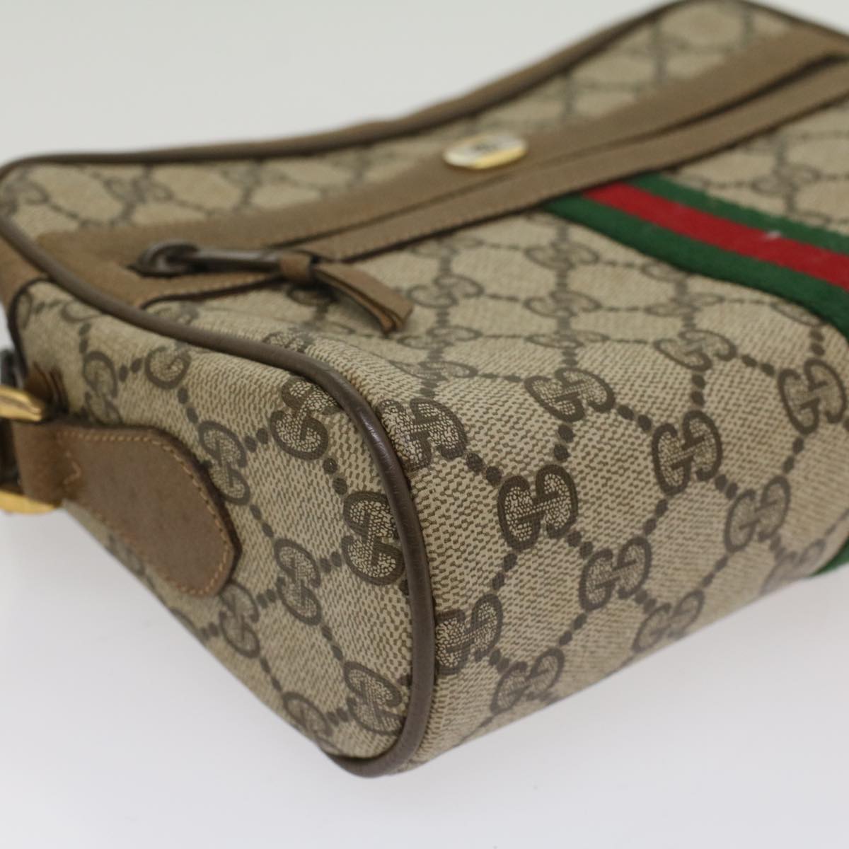 GUCCI GG Canvas Web Sherry Line Shoulder Bag Beige Red 68 02 004 54127
