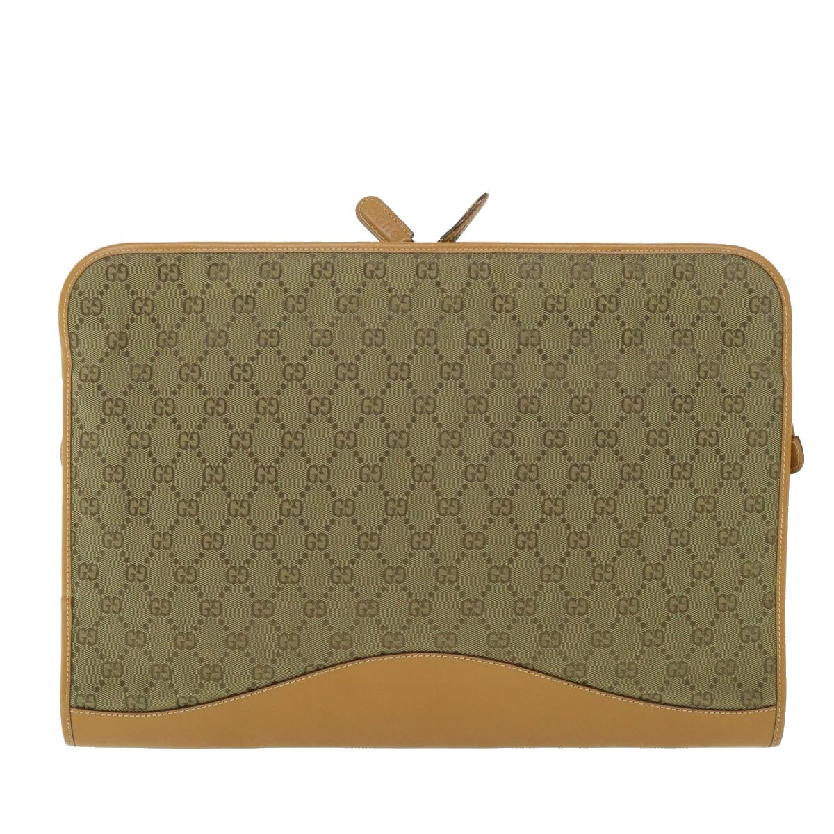 GUCCI GG Canvas Clutch Bag Leather Beige 54130