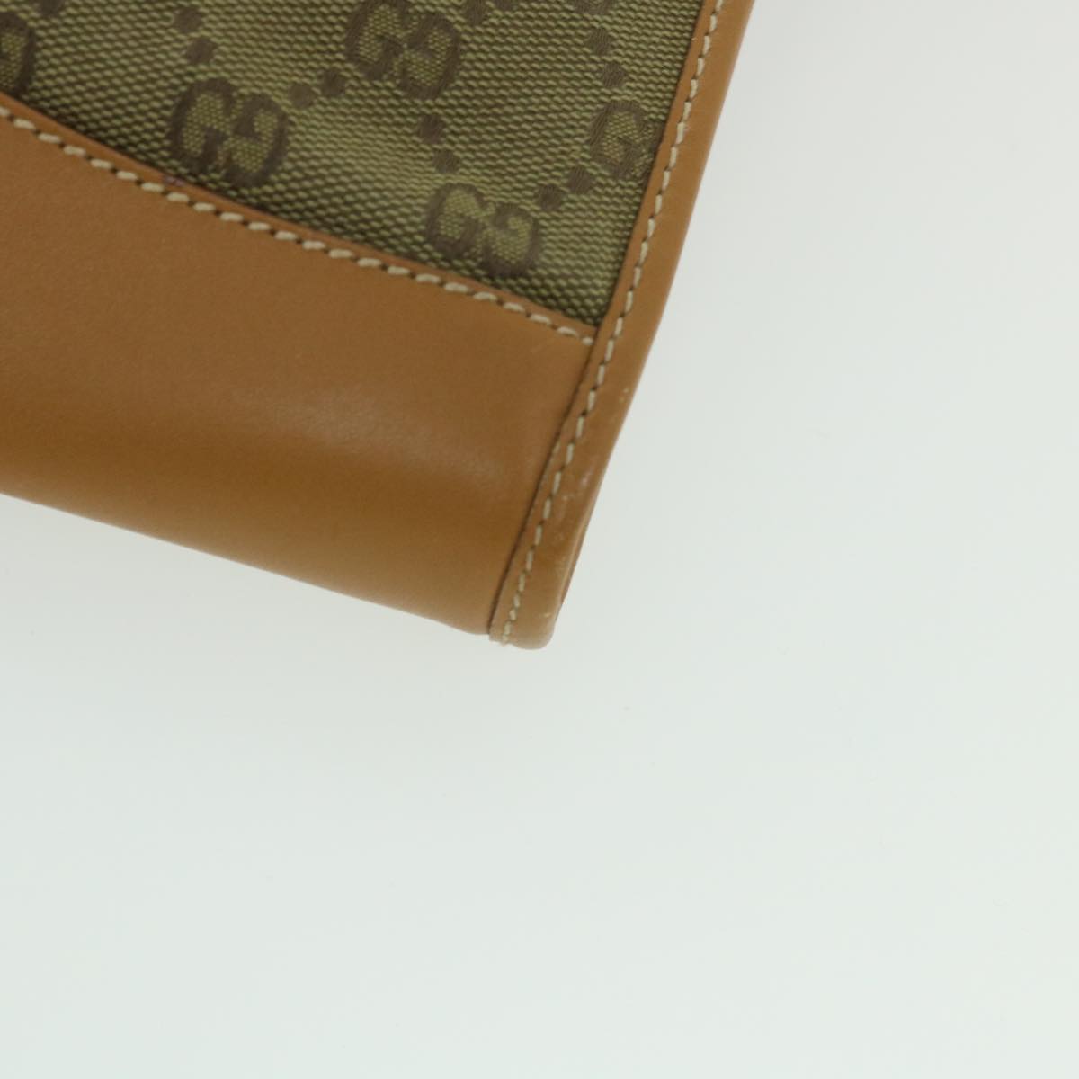 GUCCI GG Canvas Clutch Bag Leather Beige 54130