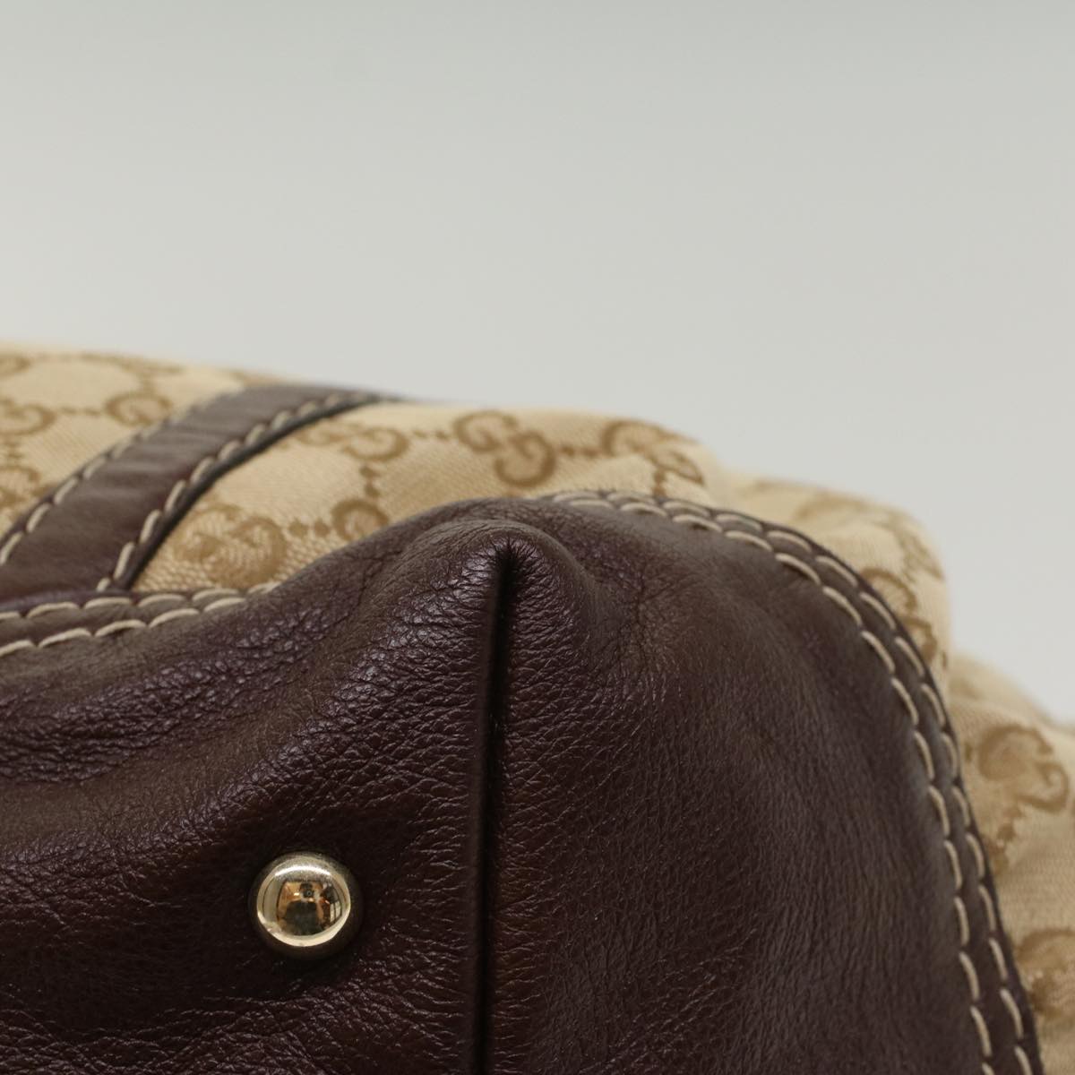 GUCCI GG Canvas Hand Bag Leather Beige 189892 54132