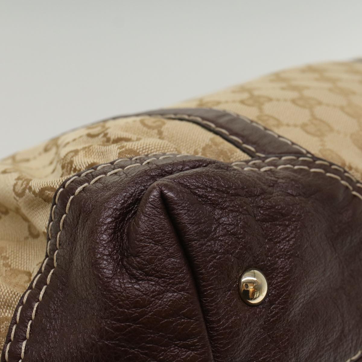 GUCCI GG Canvas Hand Bag Leather Beige 189892 54132
