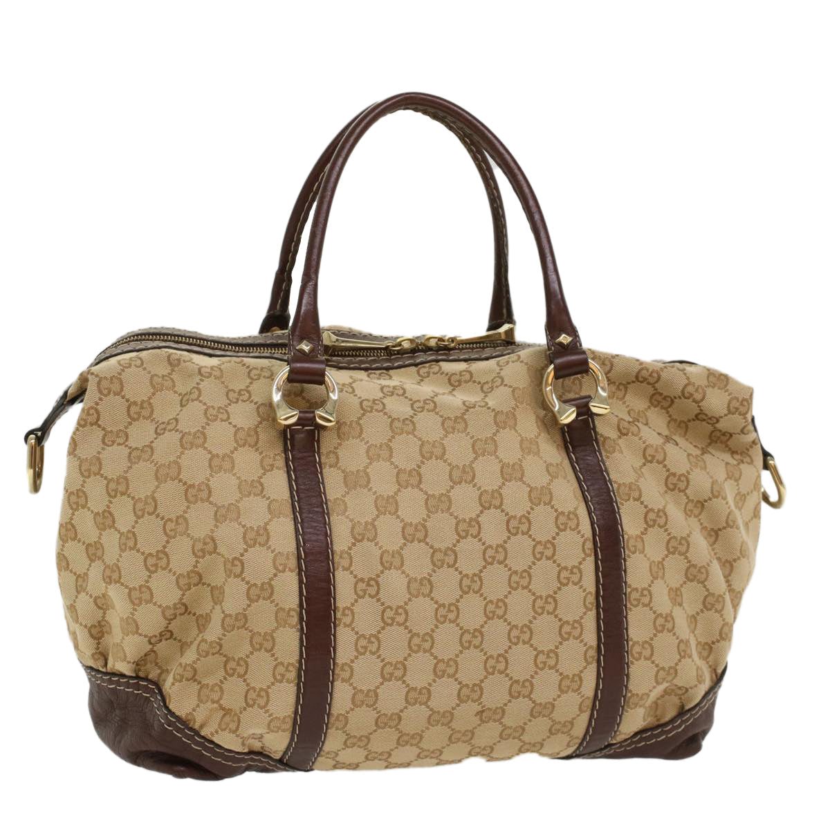 GUCCI GG Canvas Hand Bag Leather Beige 189892 54132