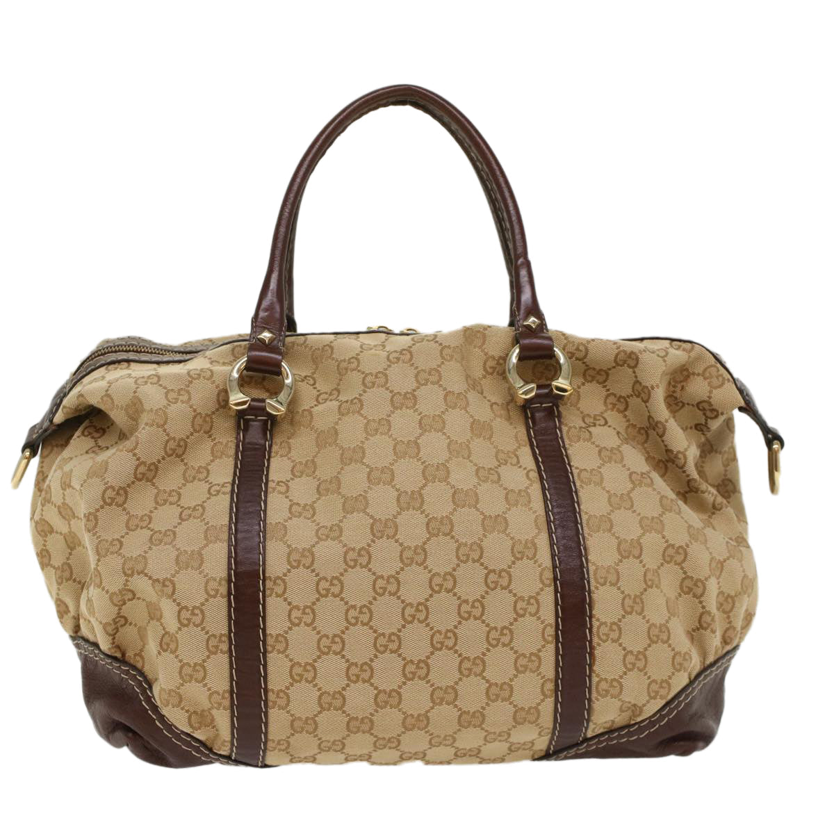 GUCCI GG Canvas Hand Bag Leather Beige 189892 54132