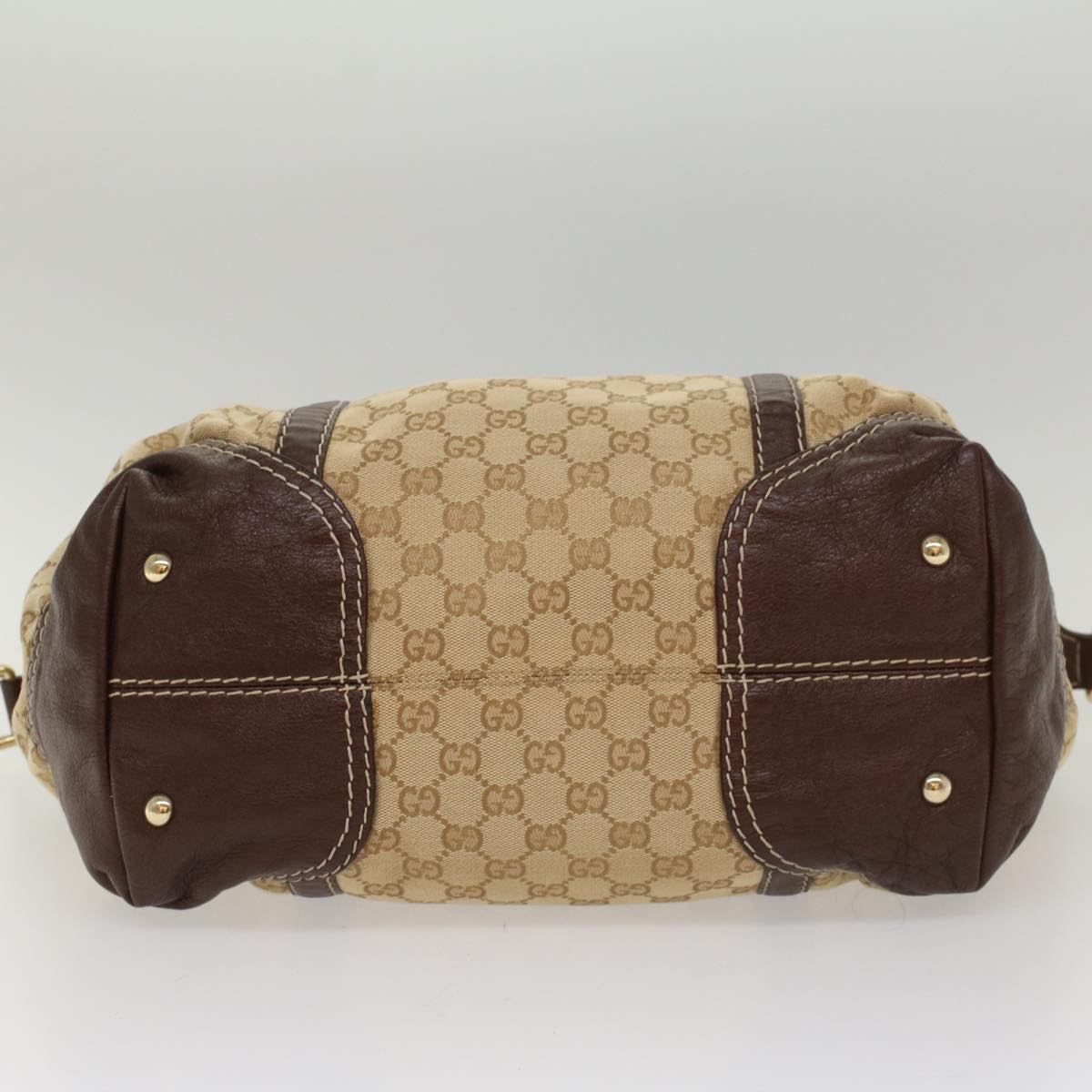 GUCCI GG Canvas Hand Bag Leather Beige 189892 54132