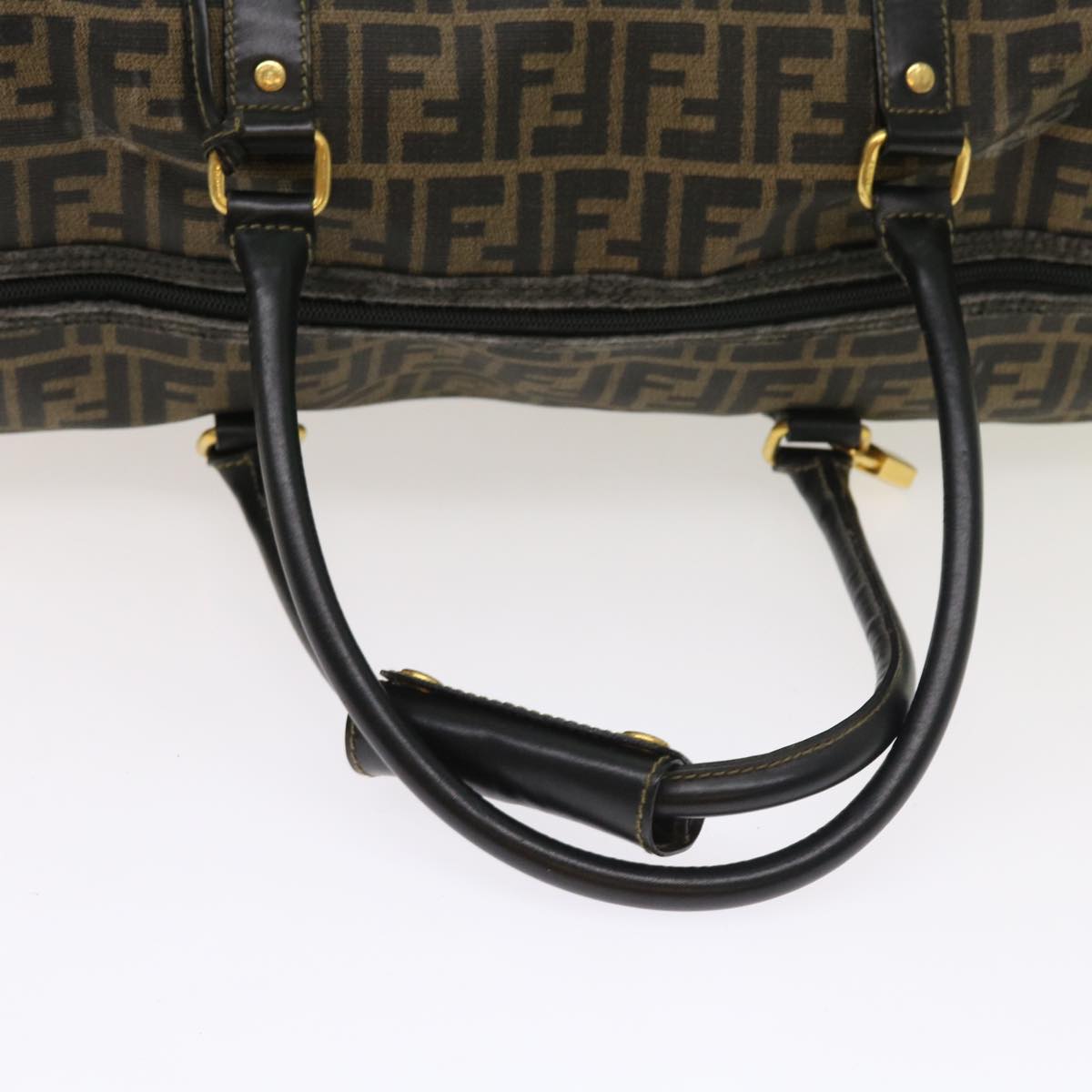 FENDI Zucca Canvas Boston Bag 2way Black Brown 54154