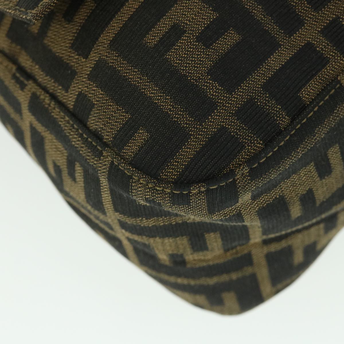 FENDI Zucca Canvas Mamma Baguette Shoulder Bag Black Brown 54169