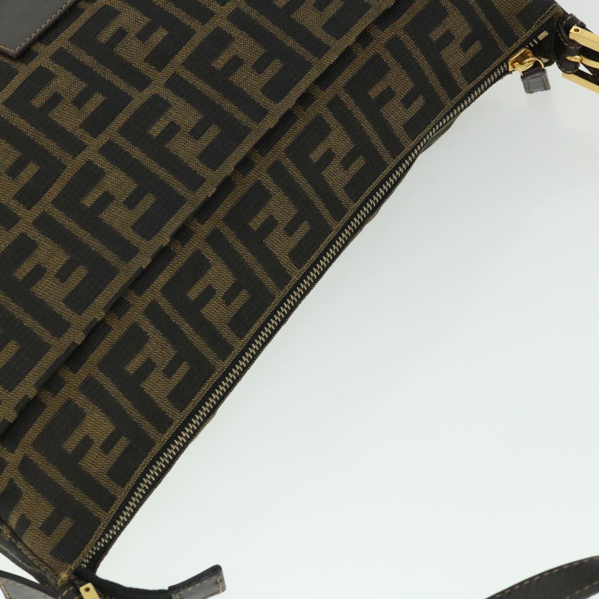 FENDI Zucca Canvas Mamma Baguette Shoulder Bag Black Brown 54169